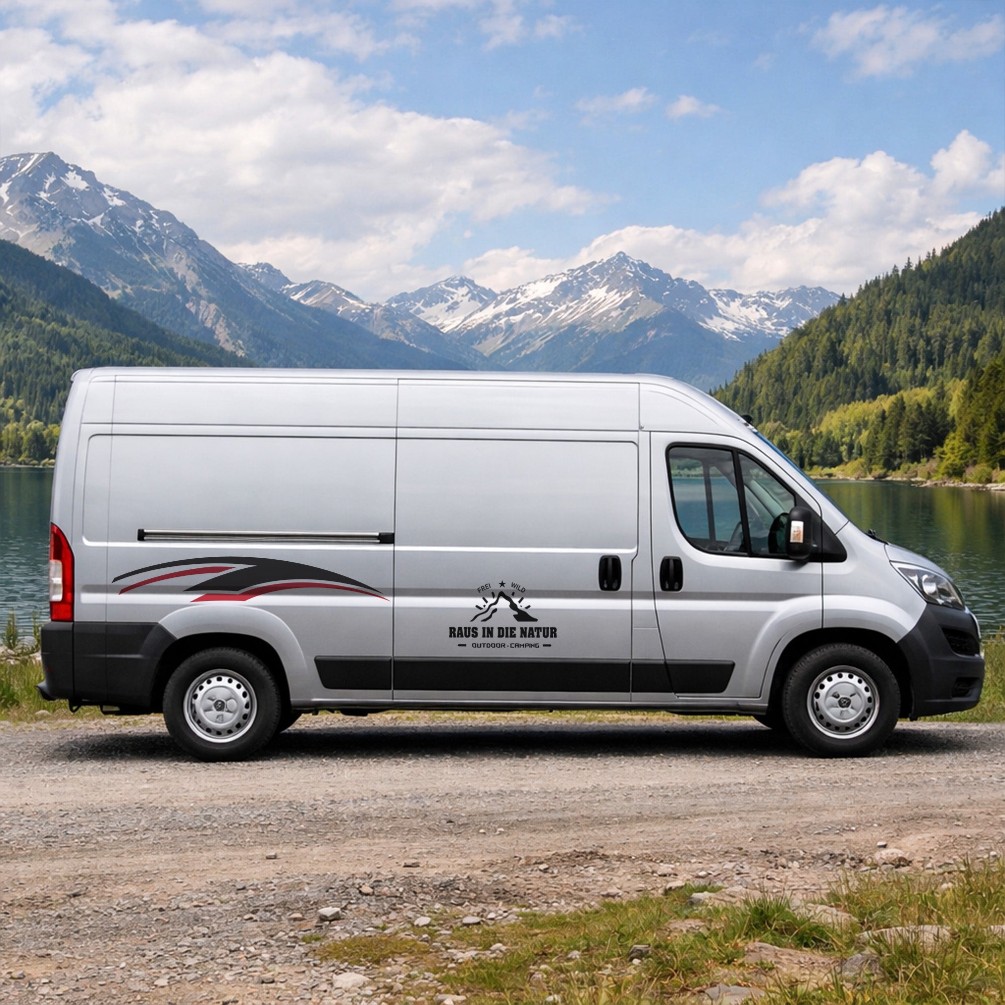 Autoaufkleber „Raus in die Natur“ – Vanlife Sticker für Camper, Van & Wohnmobil | Wetterfest & Personalisiert