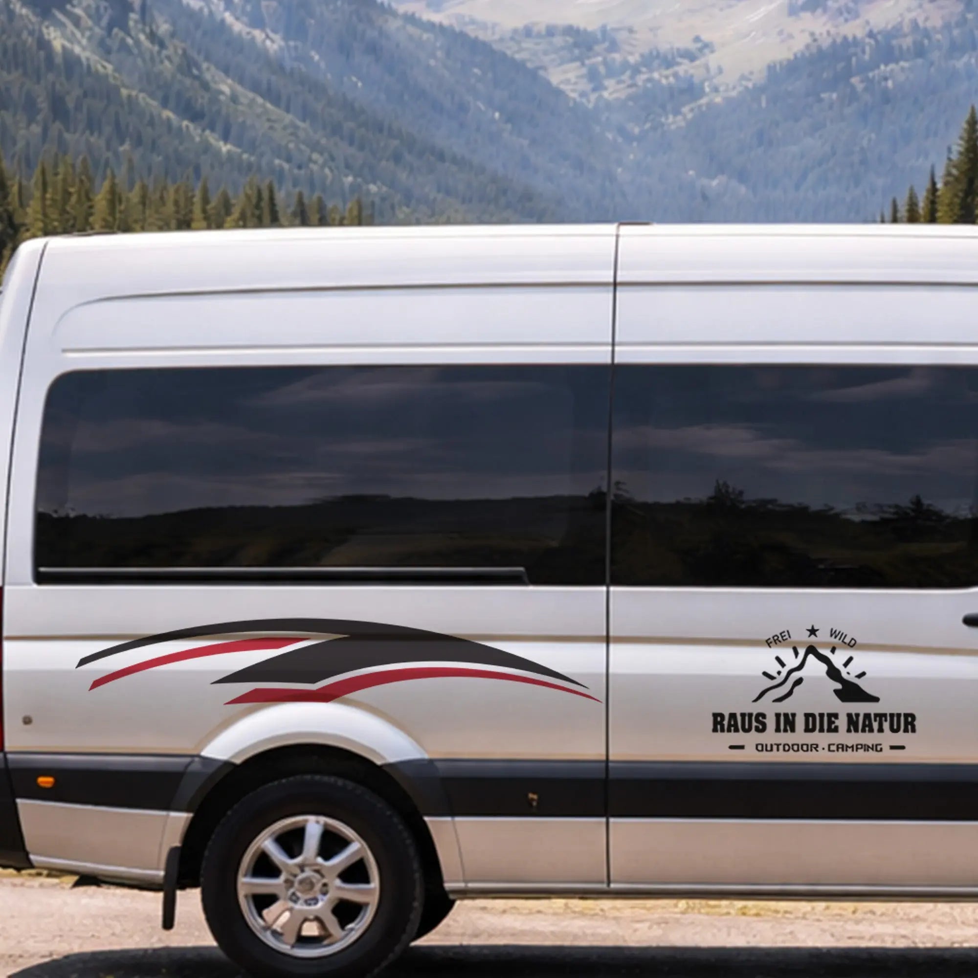 Autoaufkleber „Raus in die Natur“ – Vanlife Sticker für Camper, Van & Wohnmobil | Wetterfest & Personalisiert Prakto