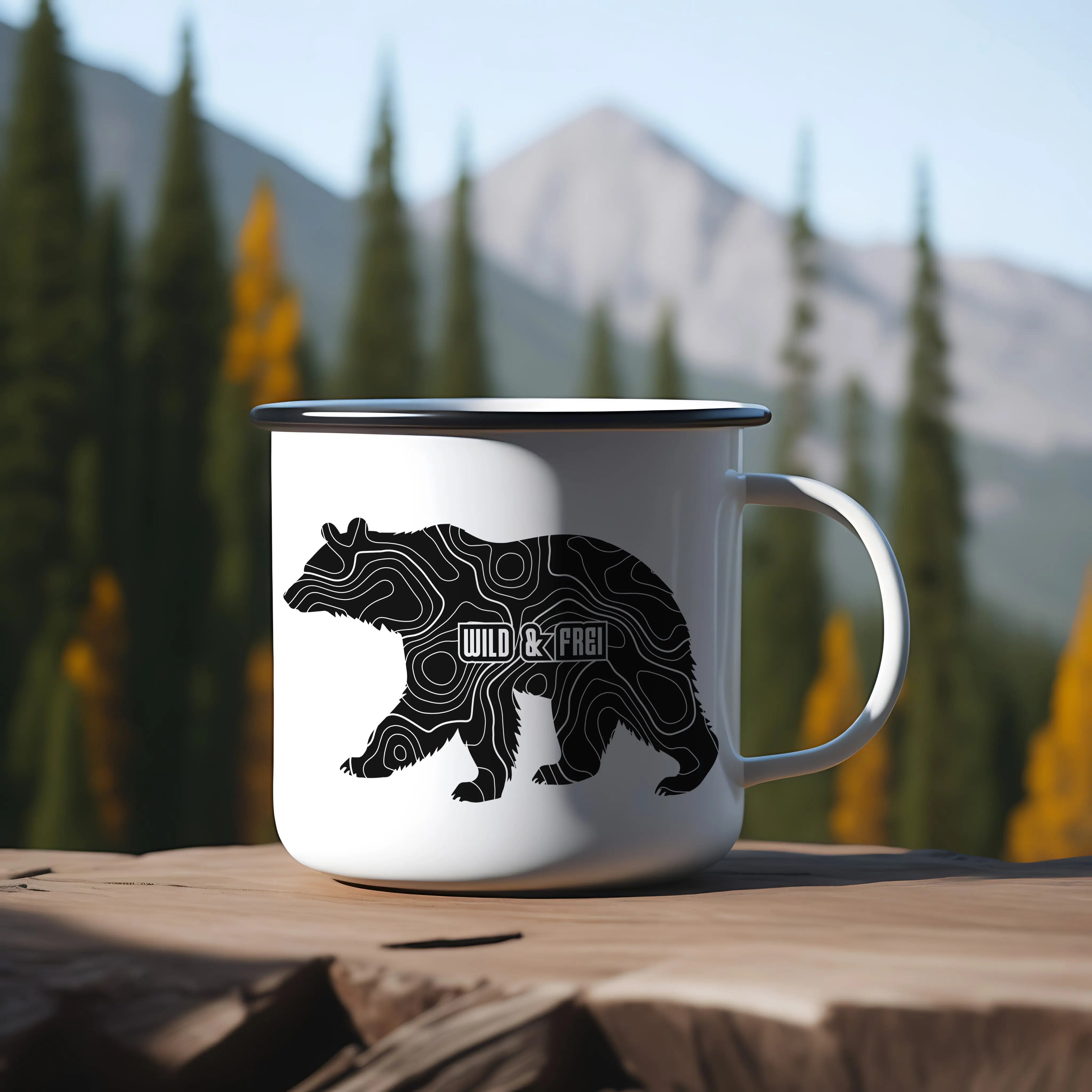 Wild & Frei Bär Autoaufkleber – Vanlife Camper Sticker mit topografischem Design – Outdoor Vinyl Prakto