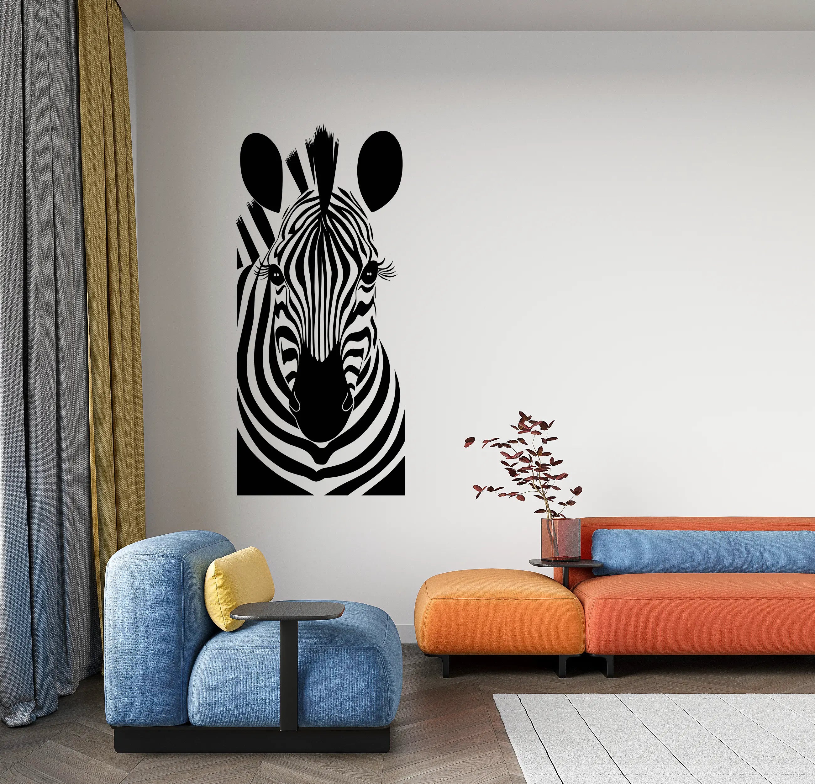 Minimalistisches Zebra Wandtattoo Schwarz Weiß – Moderne Tier Wanddeko aus Vinyl Prakto