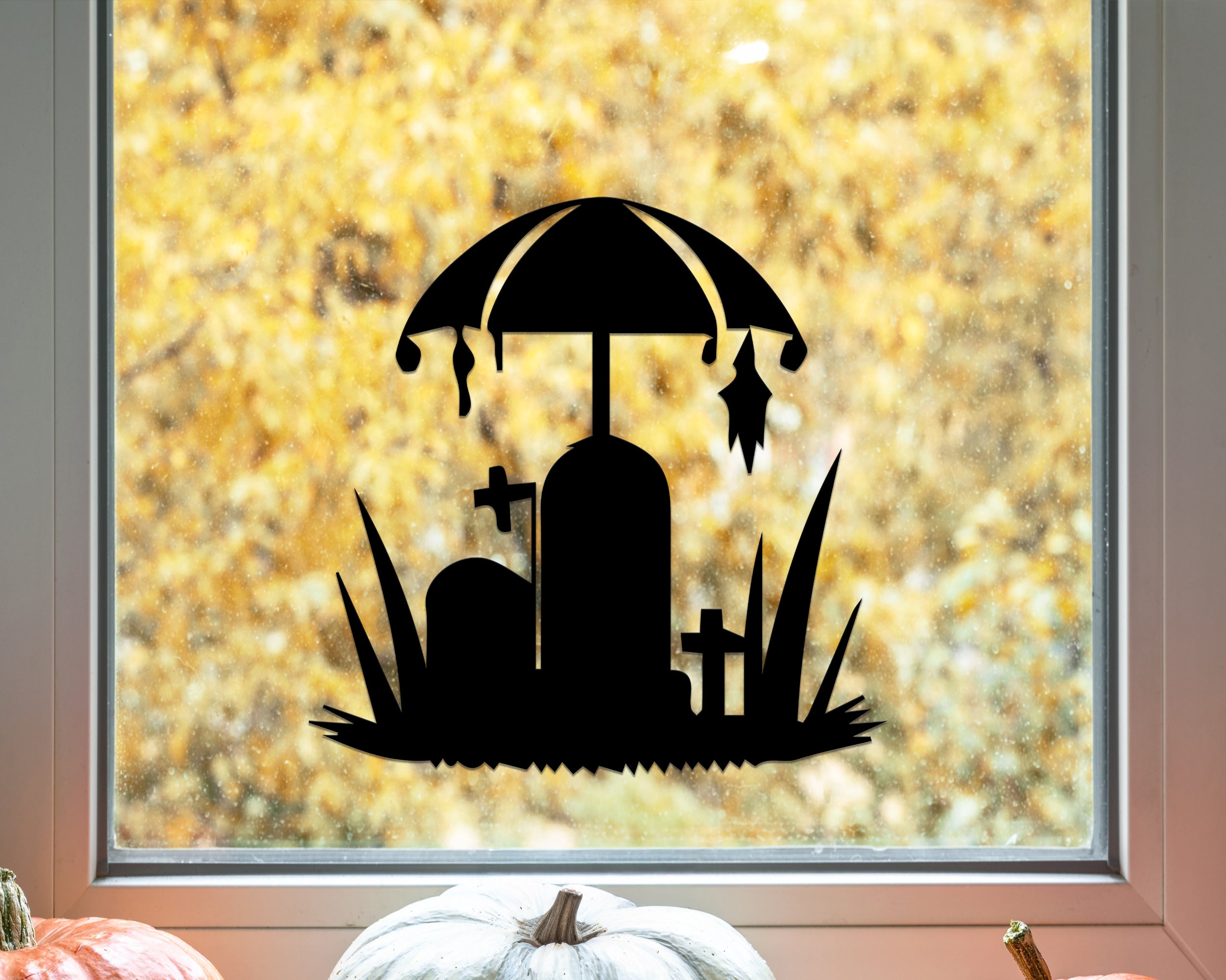Spooky Halloween Fenster-Aufkleber Set – Hexe, Schloss & Baum – Gruselige Vinyl Deko für Glas & Wand
