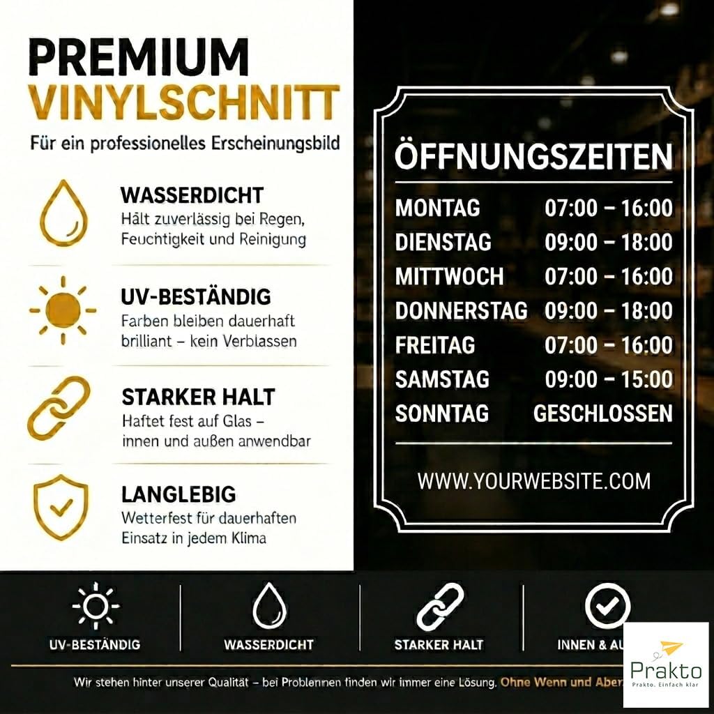 Öffnungszeiten Aufkleber Zierrahmen – Ansicht