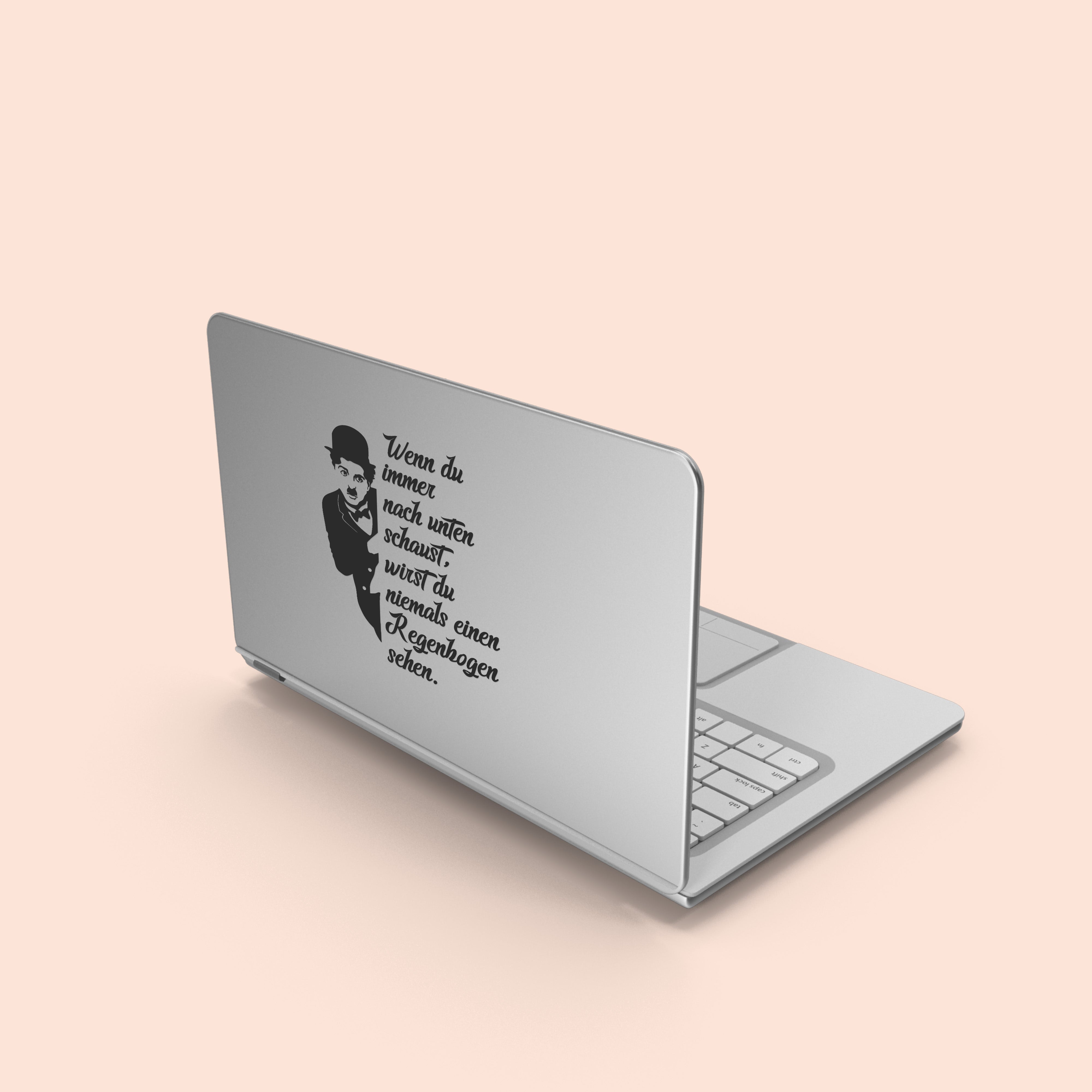 Charlie Chaplin Wandtattoo mit Zitat – „Wenn du immer nach unten schaust, wirst du niemals einen Regenbogen sehen“ – Vinyl Wandaufkleber