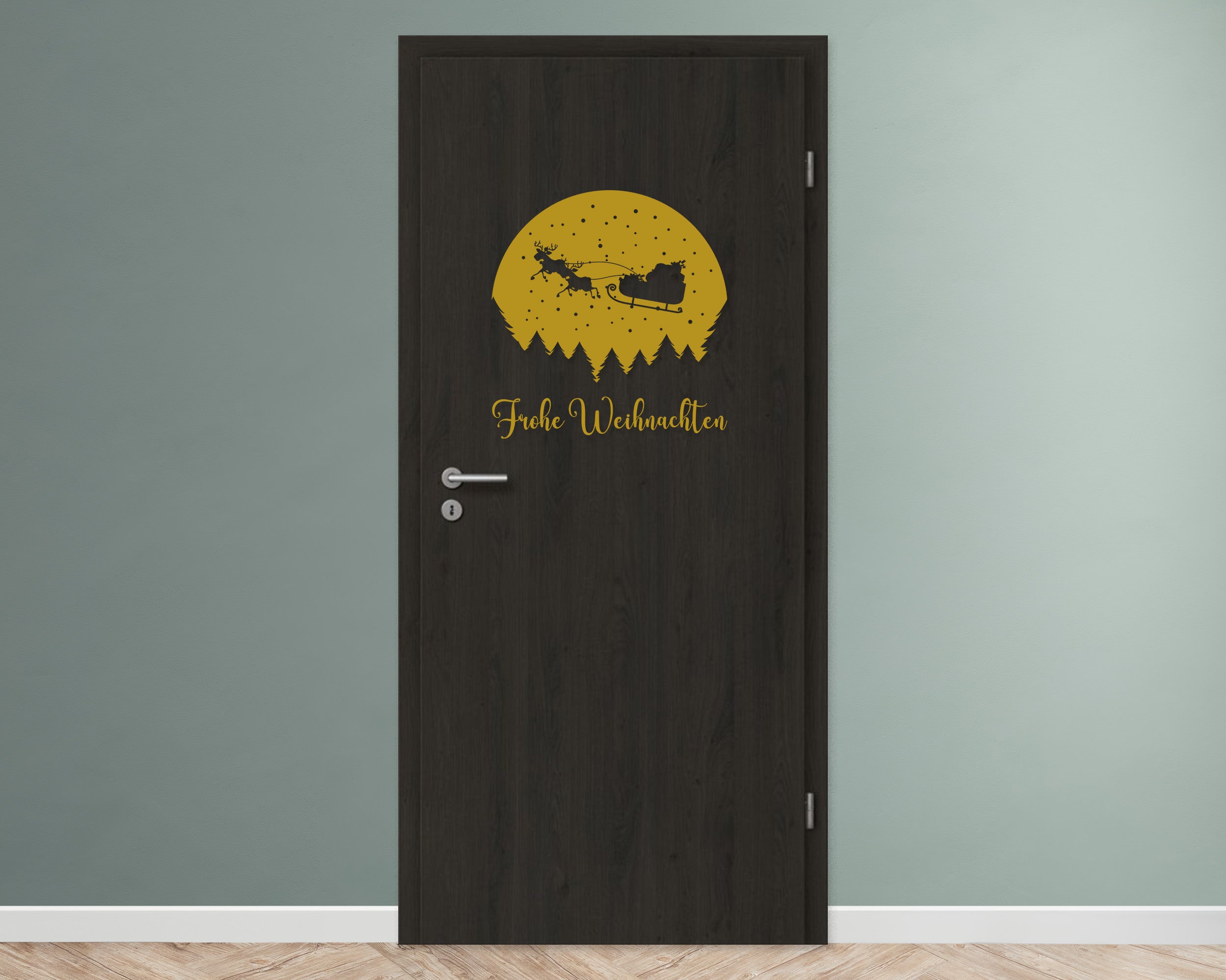 Frohe Weihnachten Wandtattoo mit Weihnachtsmann & Schlitten – Festliche Deko für Fenster, Türen & Wände