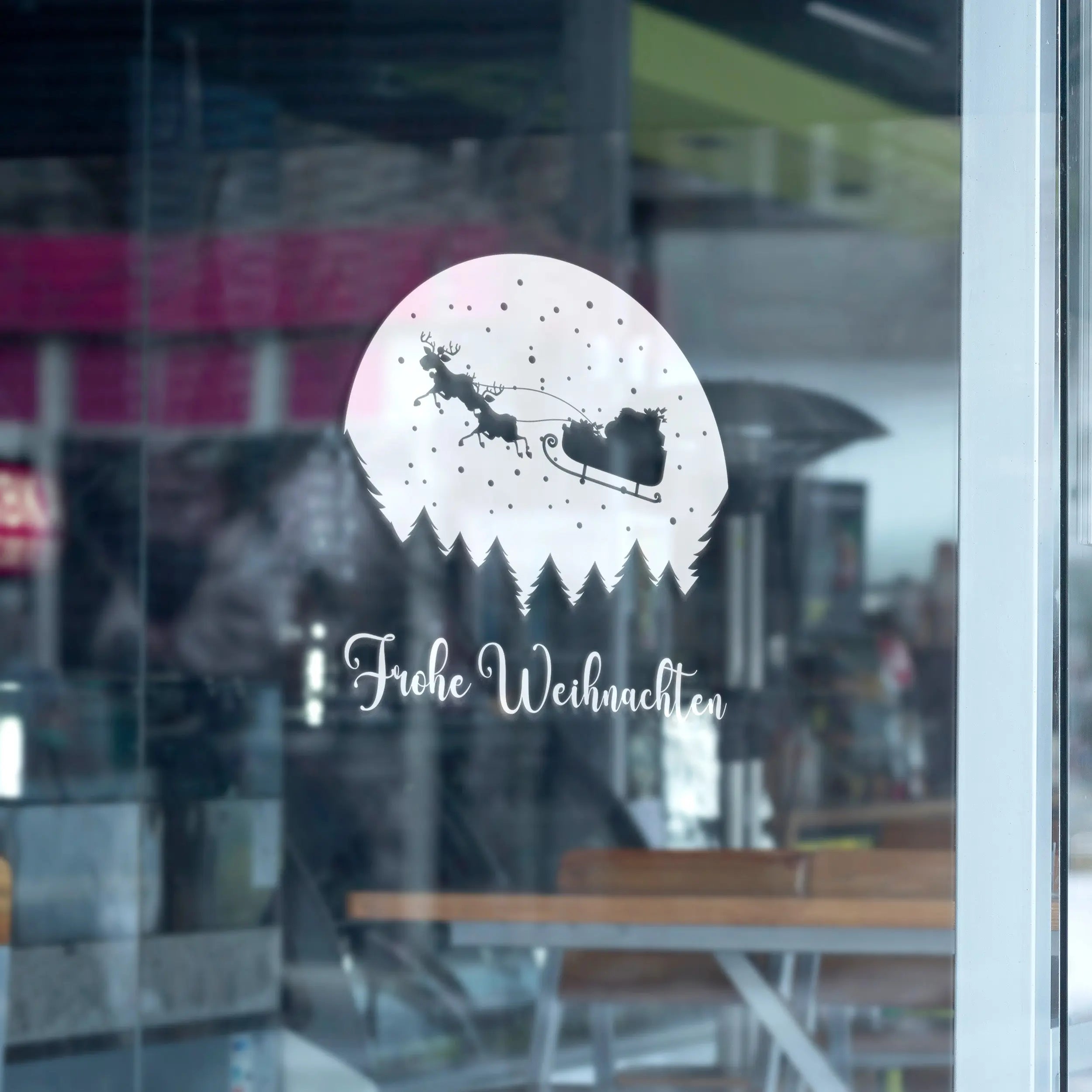 Frohe Weihnachten Wandtattoo mit Weihnachtsmann & Schlitten – Festliche Deko für Fenster, Türen & Wände Prakto