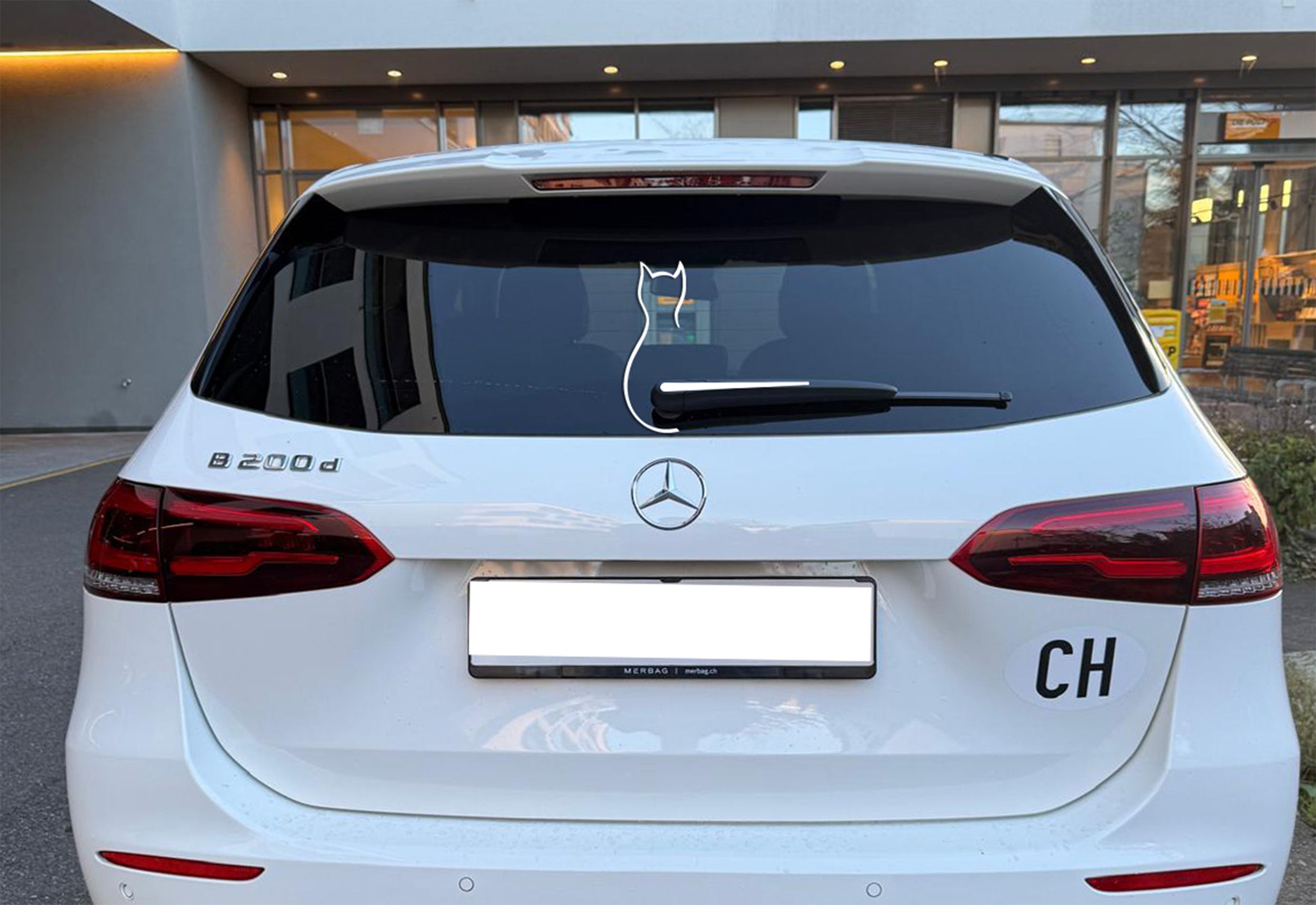 Autoaufkleber Katze mit Wackelschwanz – Lustiger Heckscheiben Sticker – Katzen Auto Deko