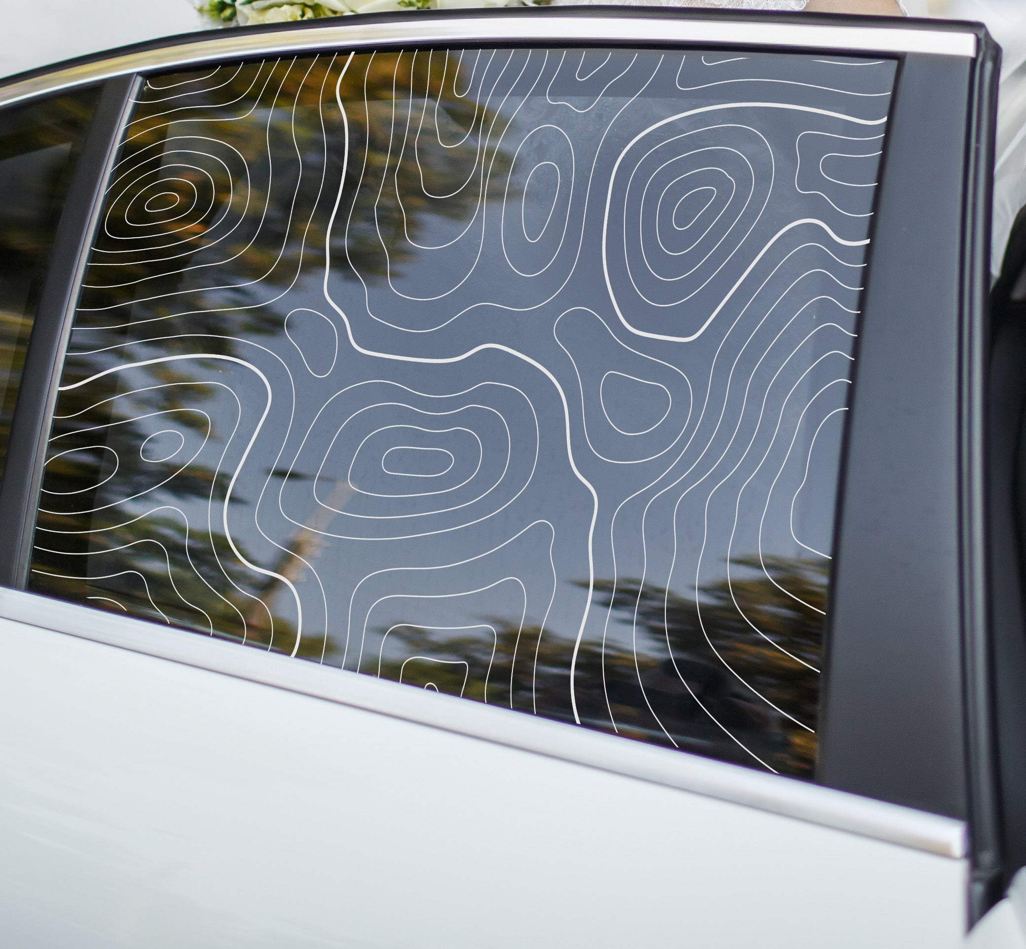 Topografie Fensterfolie für Auto, Van & Camper – Modernes Linien Design