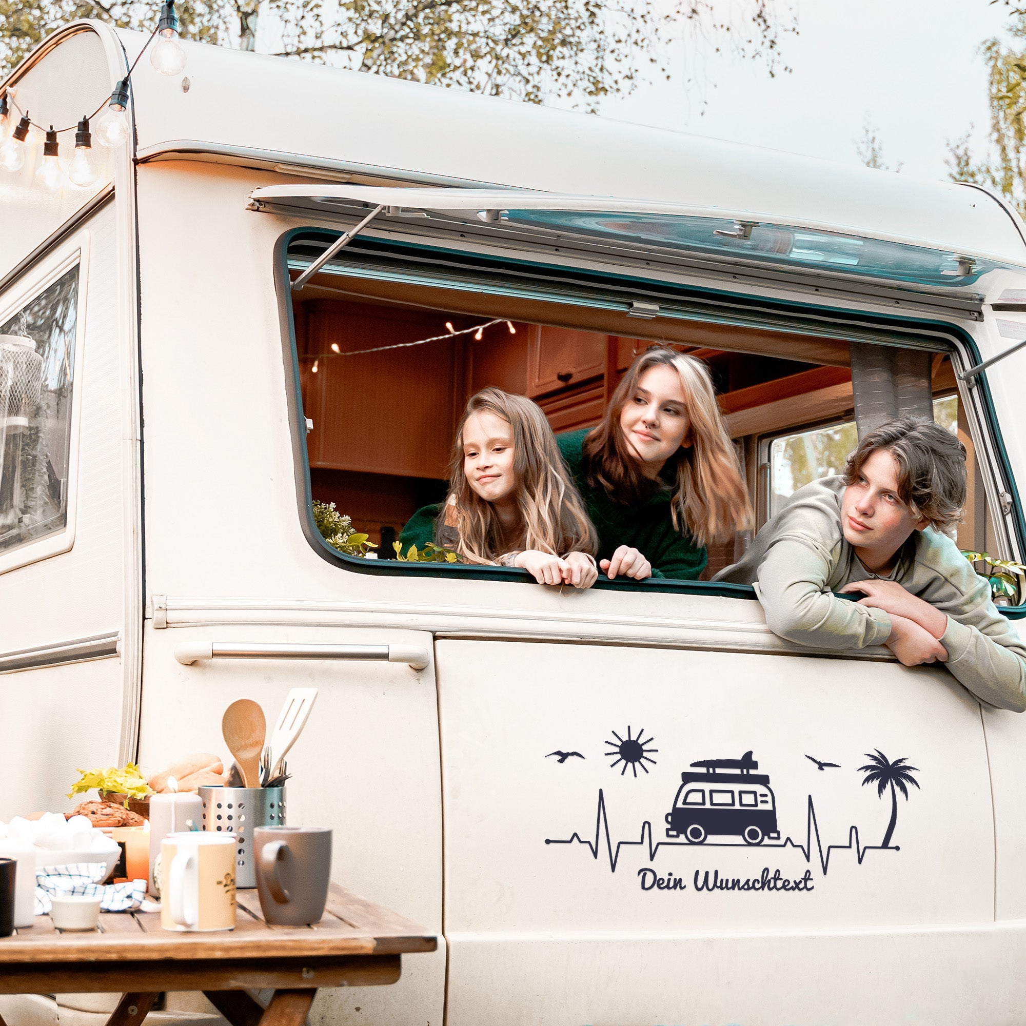 EKG Herzschlag Camper Aufkleber Vanlife Wohnmobil Auto Heckscheibe
