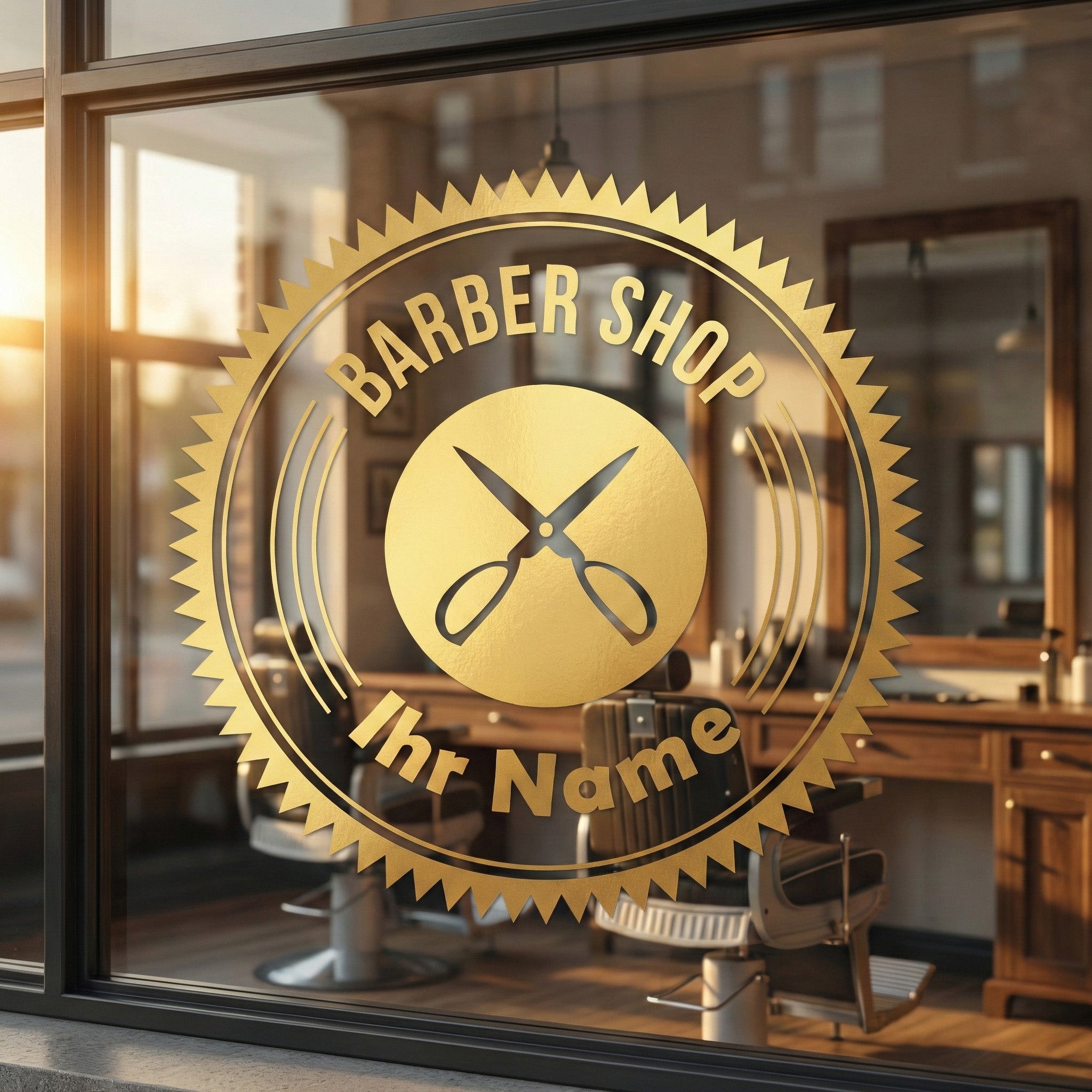 Personalisierter Barber Shop Aufkleber – Vinyl Folienaufkleber für Glas, Schaufenster & Wand