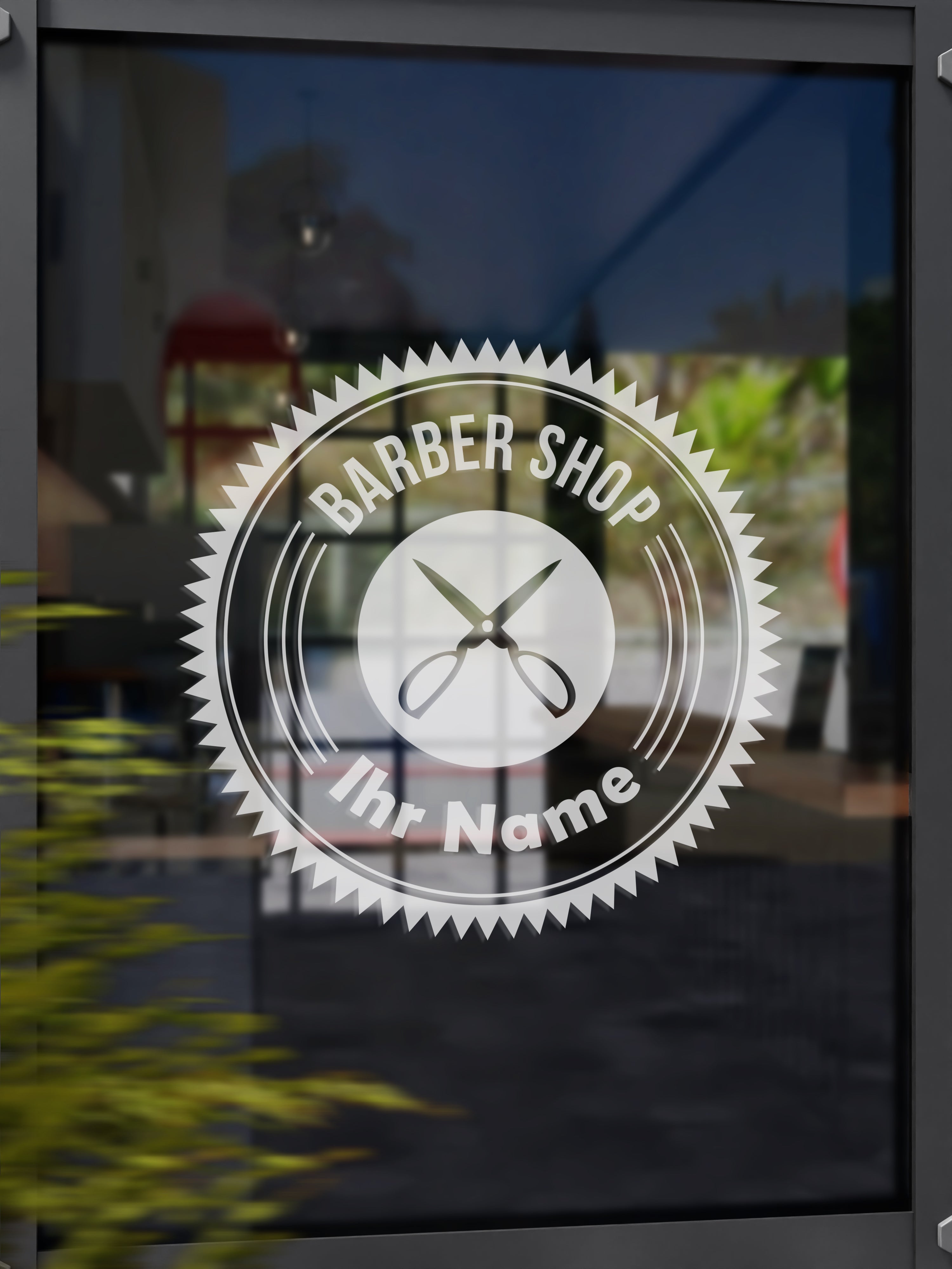 Personalisierter Barber Shop Aufkleber – Vinyl Folienaufkleber für Glas, Schaufenster & Wand