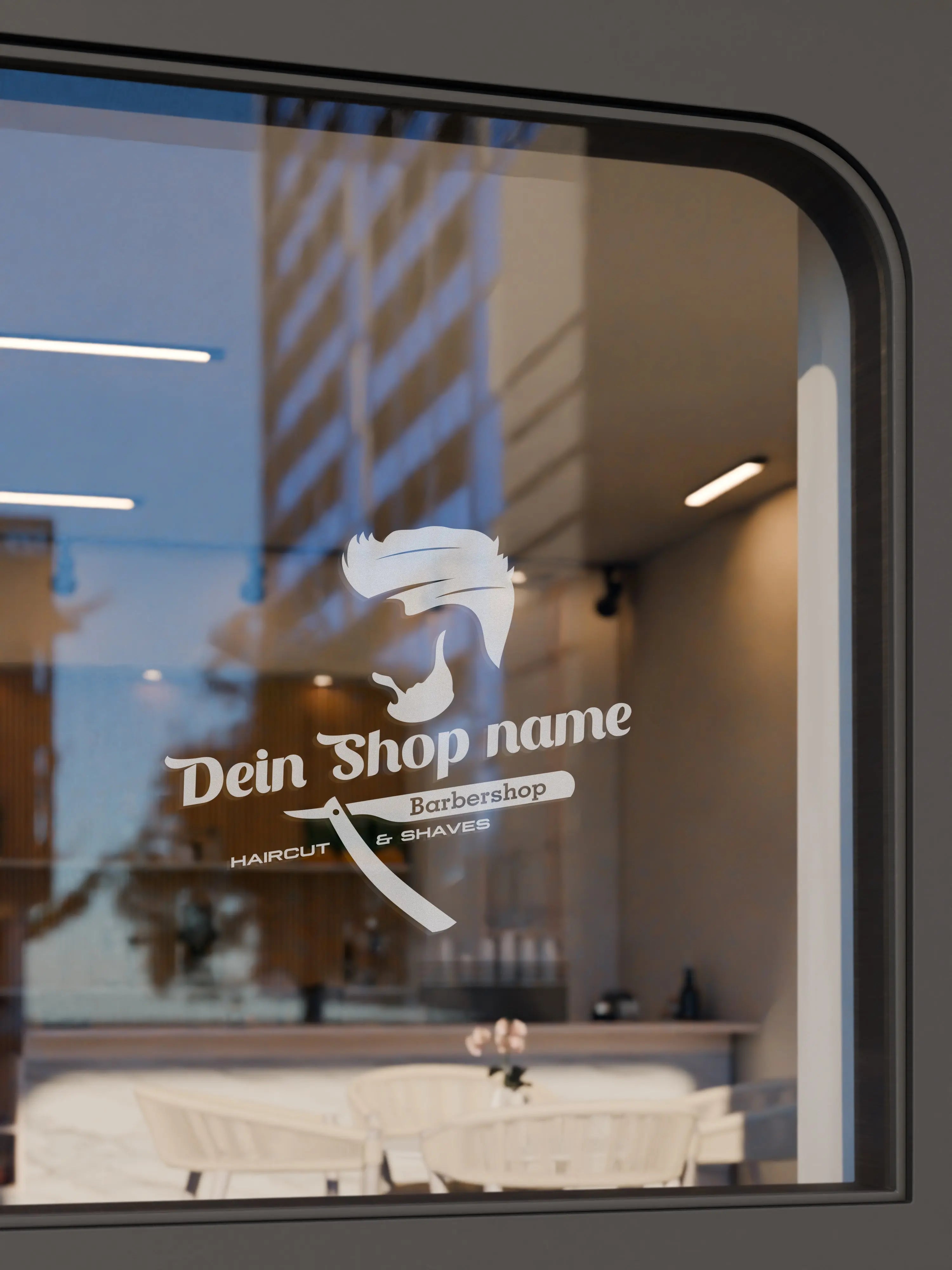 Personalisierter Barbershop Logo Aufkleber – Gentleman Stil Fensterfolie mit Wunschname Prakto