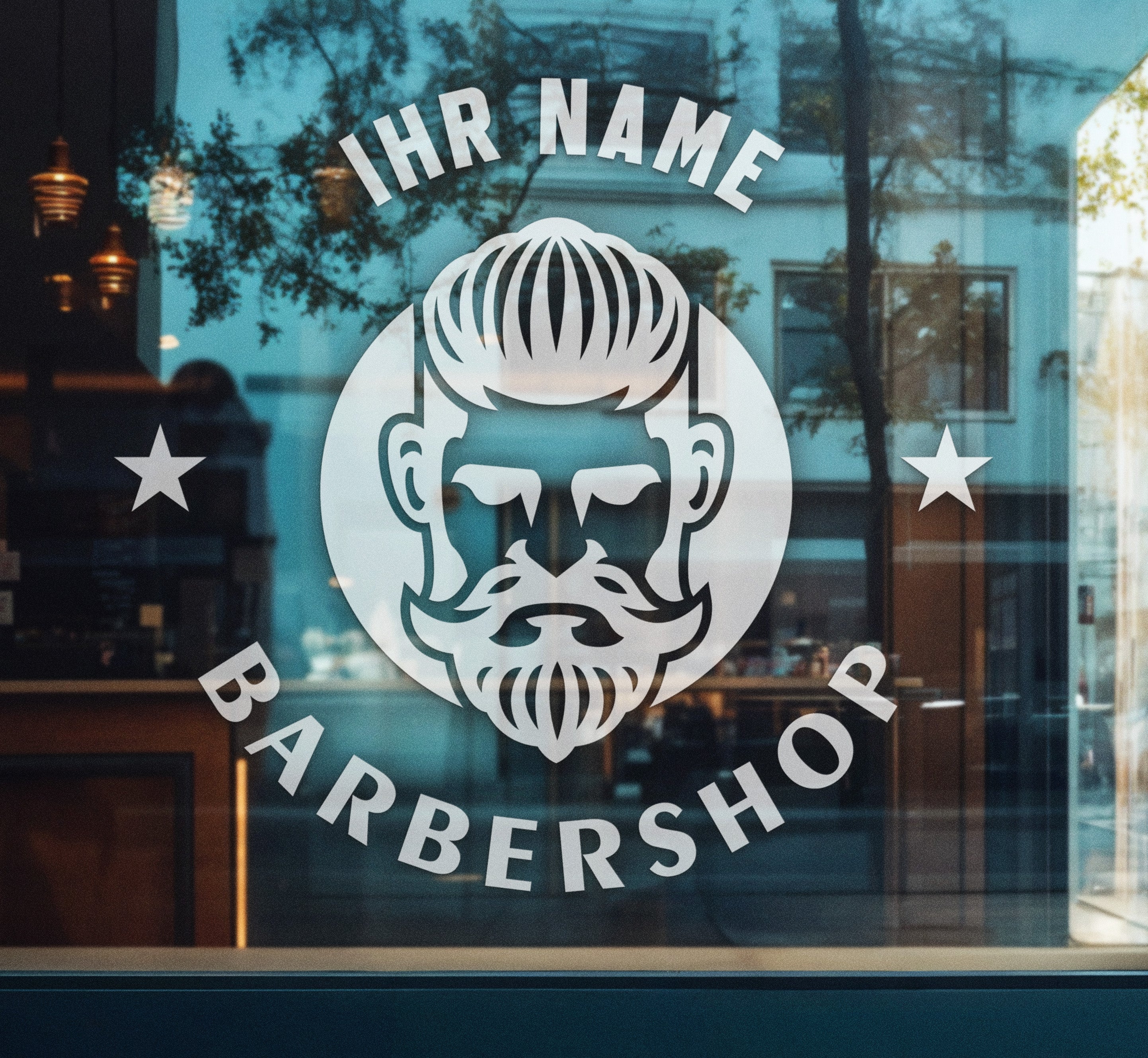 Personalisiertes Barbershop Logo – Wand- & Fensterfolie in verschiedenen Farben und Größen