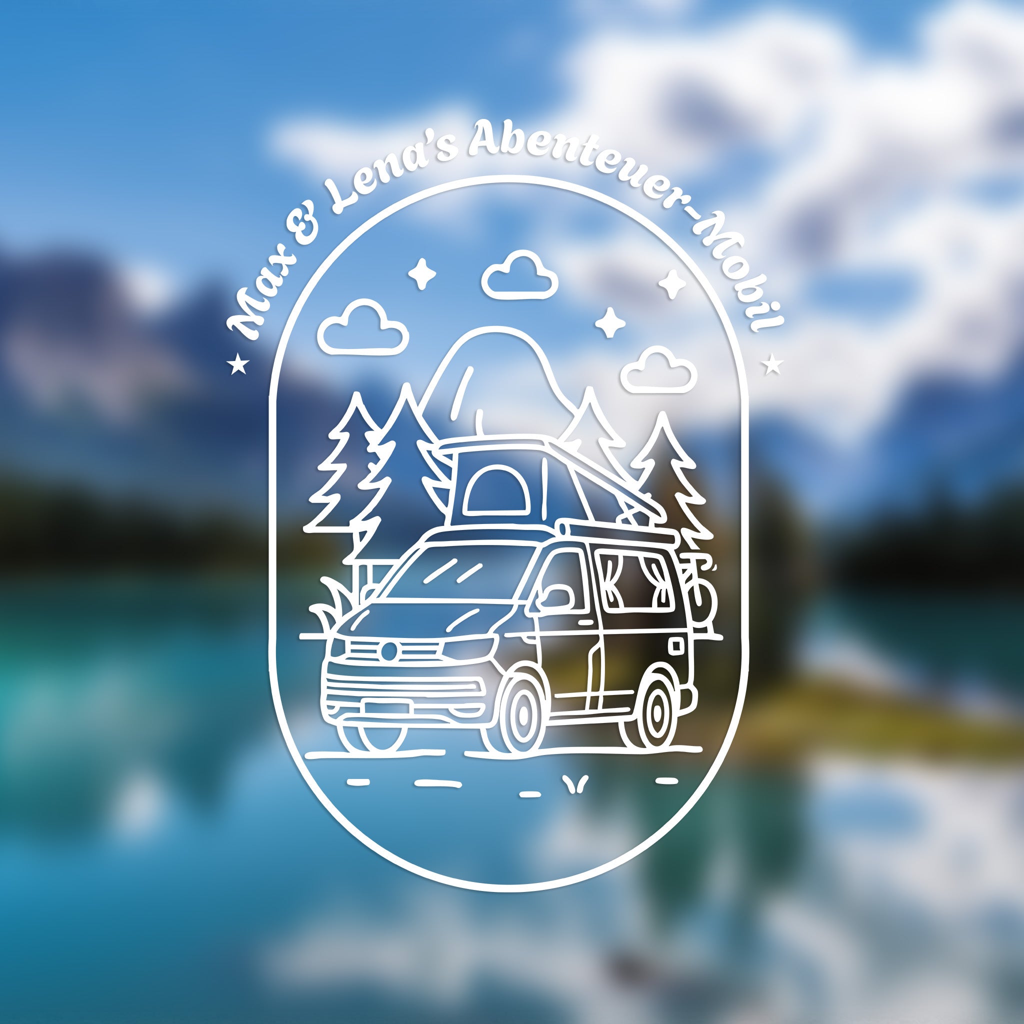 Personalisierte Camper Van Fahrzeugfolie im Oval Design – Vanlife Autoaufkleber mit Namen für VW T4, T5, T6, T6.1 & T7