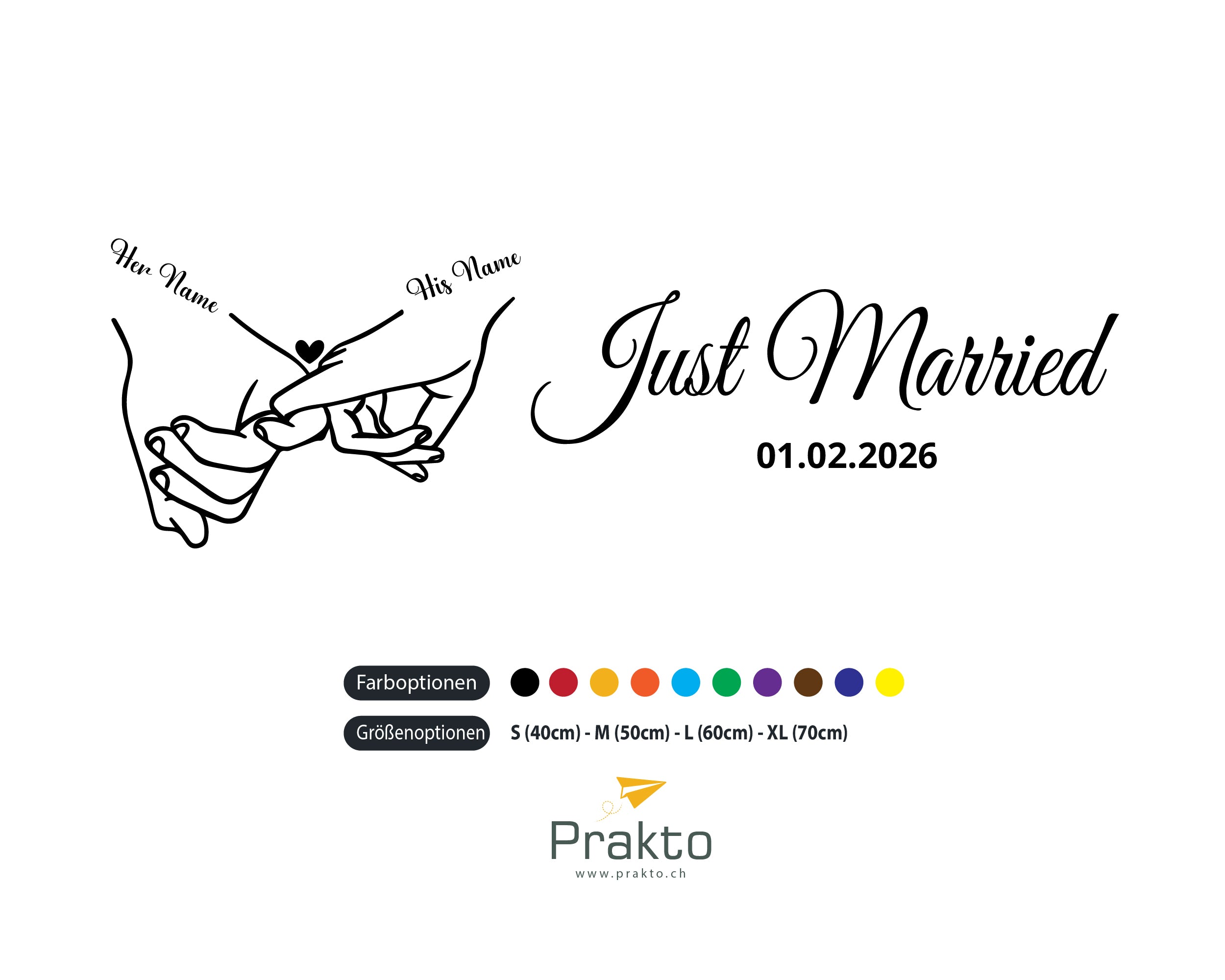 Just Married Car Sticker – Personalized Wedding Car Decal with Names