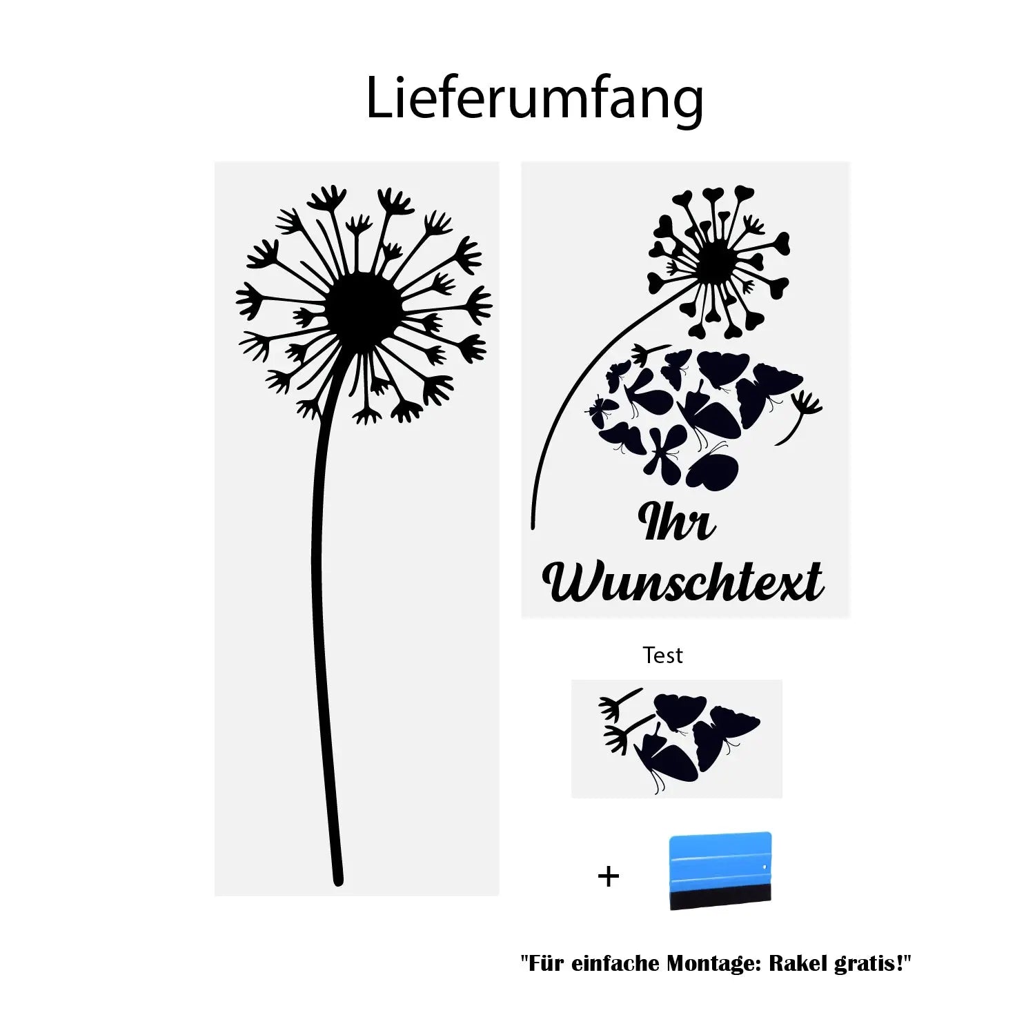 Wandtattoo Pusteblume mit Wunschtext personalisiert – XXL Löwenzahn Wandsticker für Wohnzimmer & Schlafzimmer Prakto