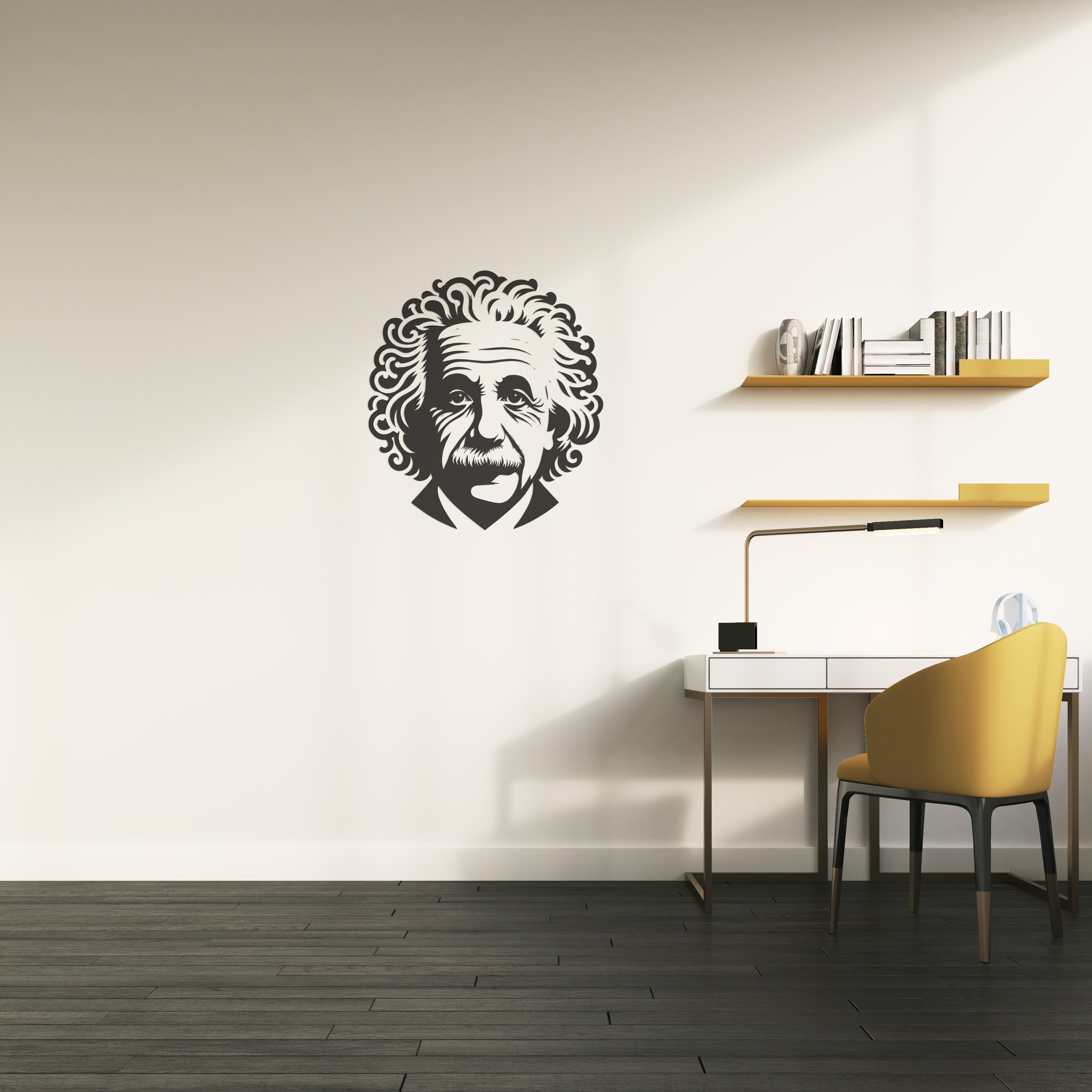 Albert Einstein Silhouette Wandtattoo & Auto Aufkleber – Hochwertiger Vinyl Sticker für Laptop, Büro & Wand