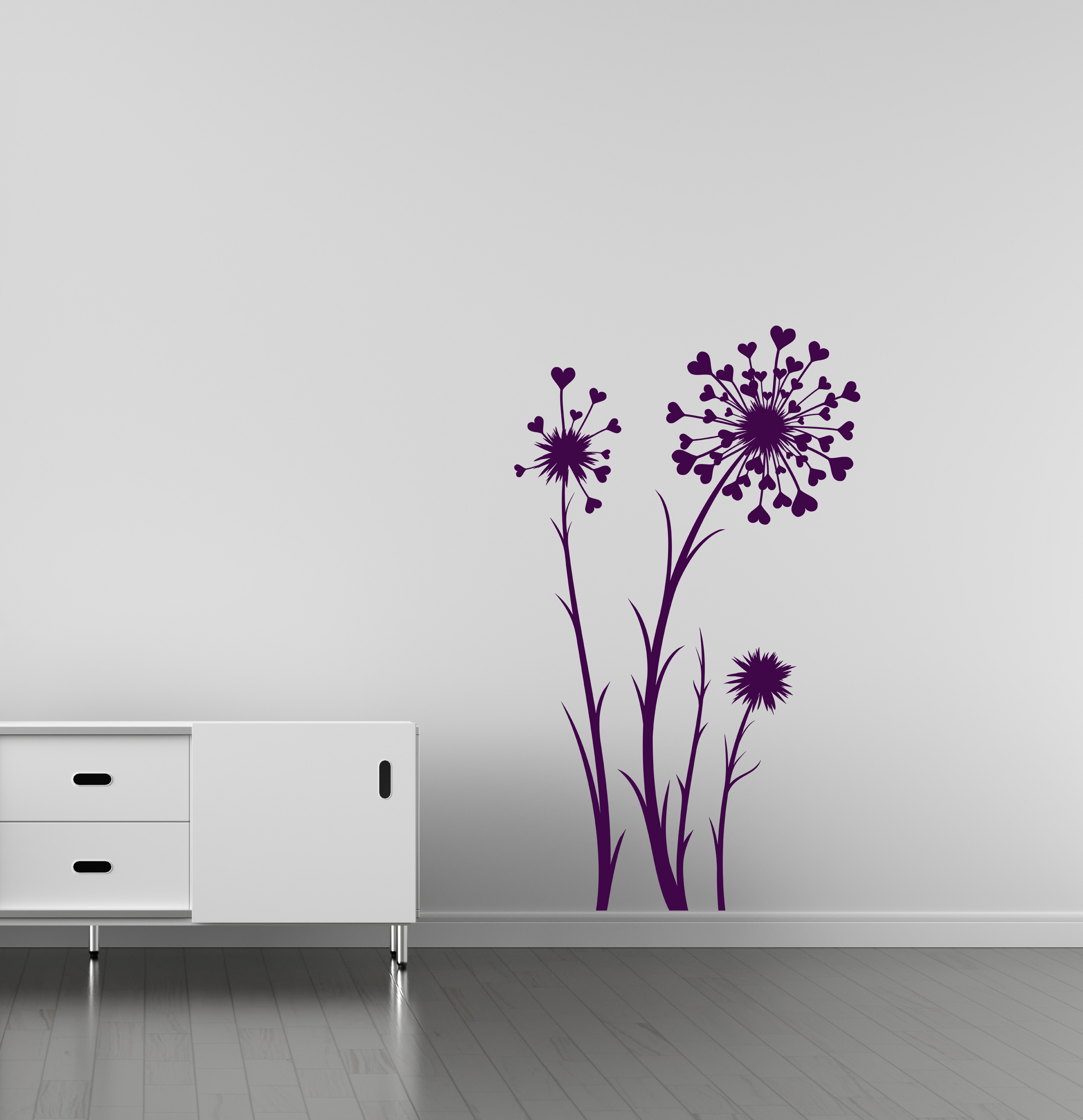 Floral Wall Decal – Modern Flower Wall Sticker for Living Room & Bedroom