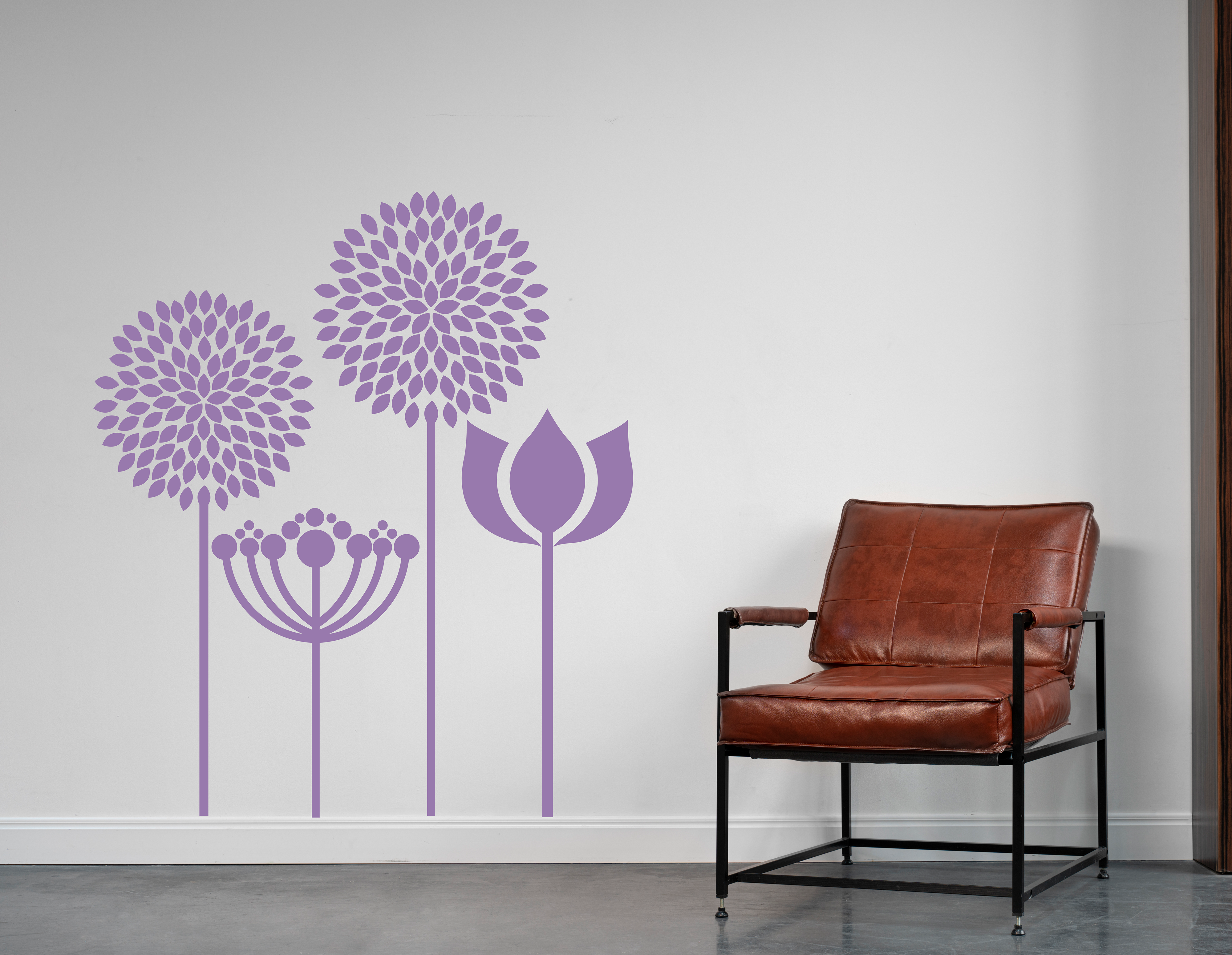 Modernes Blumen Wandtattoo aus Folie – Minimalistisches Floral Design