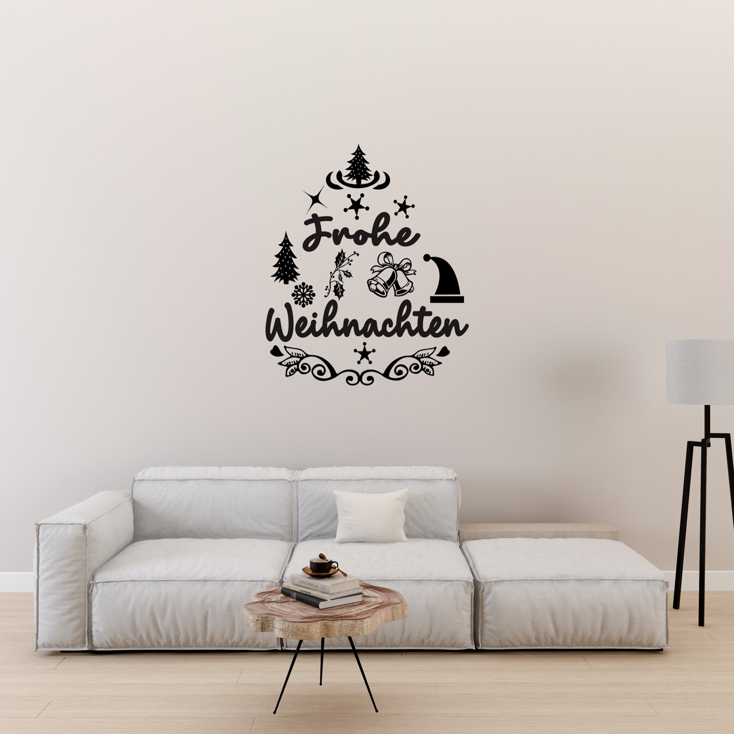 Frohe Weihnachten Wandtattoo – Weihnachtsdeko Vinyl Aufkleber für Tür, Wand & Fenster