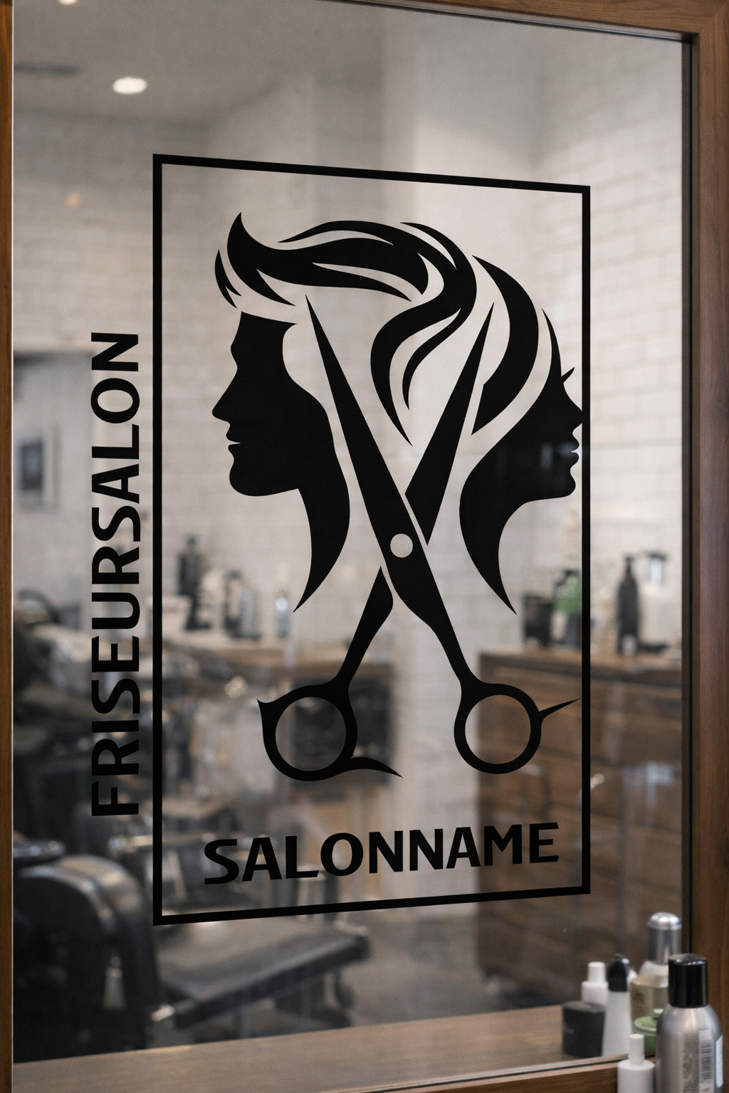Friseursalon Logo Wand- & Fensteraufkleber – Modern Barber & Hair Salon Design