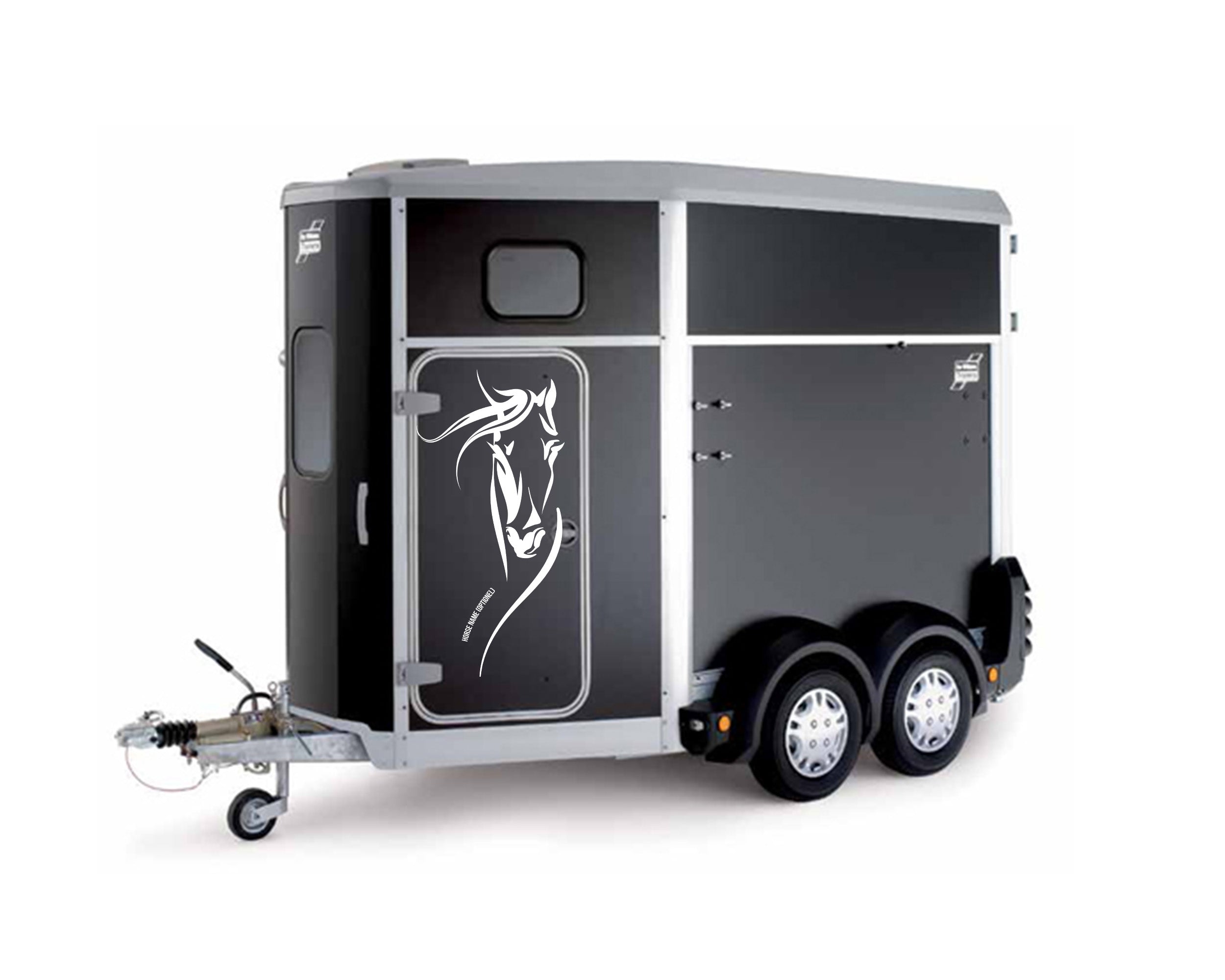 Horse Line Art Wandtattoo mit Namen – Minimalistischer Pferdekopf Vinyl Aufkleber für Wand, Stall & Auto