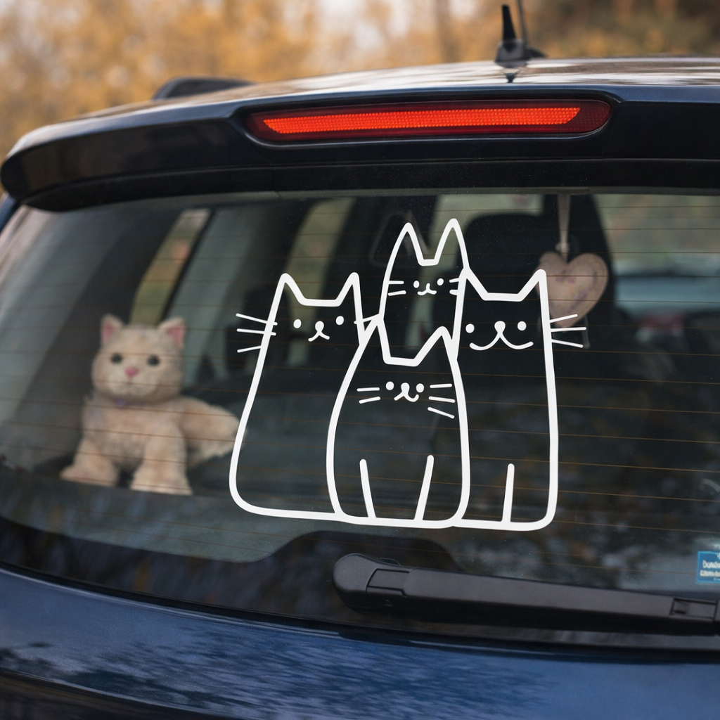 Minimalistisches Katzen Wandtattoo – optional personalisierbar