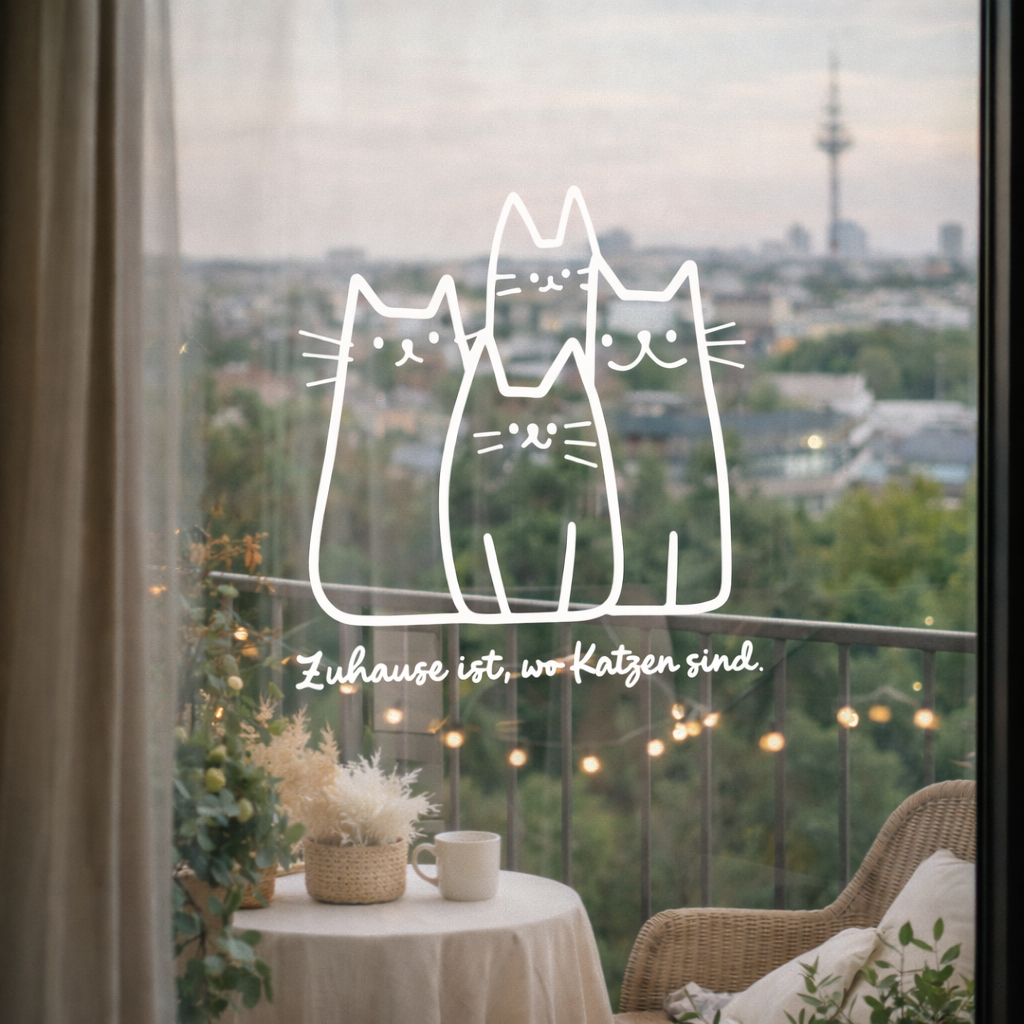 Minimalistisches Katzen Wandtattoo – optional personalisierbar
