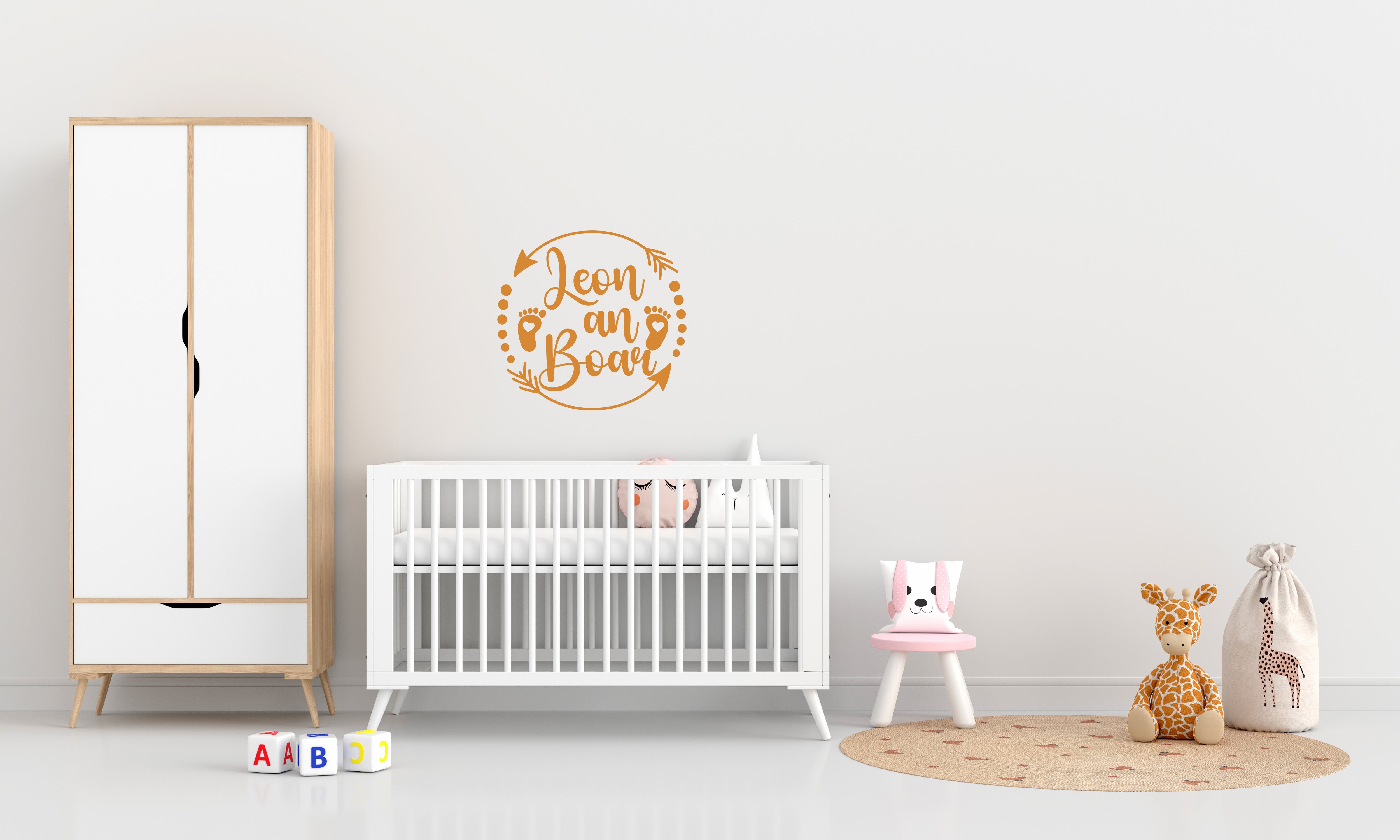 Baby an Bord Aufkleber – personalisiert | Boho Auto- & Wandtattoo mit Name