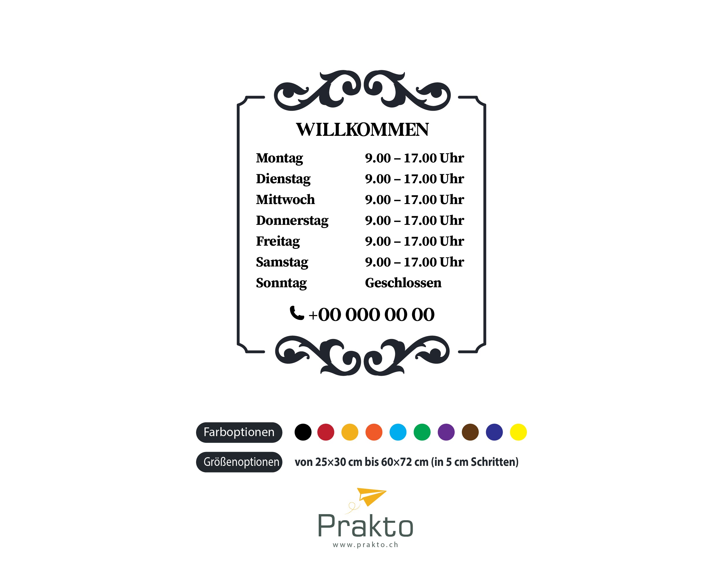 Öffnungszeiten Aufkleber Vintage Stil – Personalisierte Vinyl Fensterfolie für Schaufenster & Geschäft