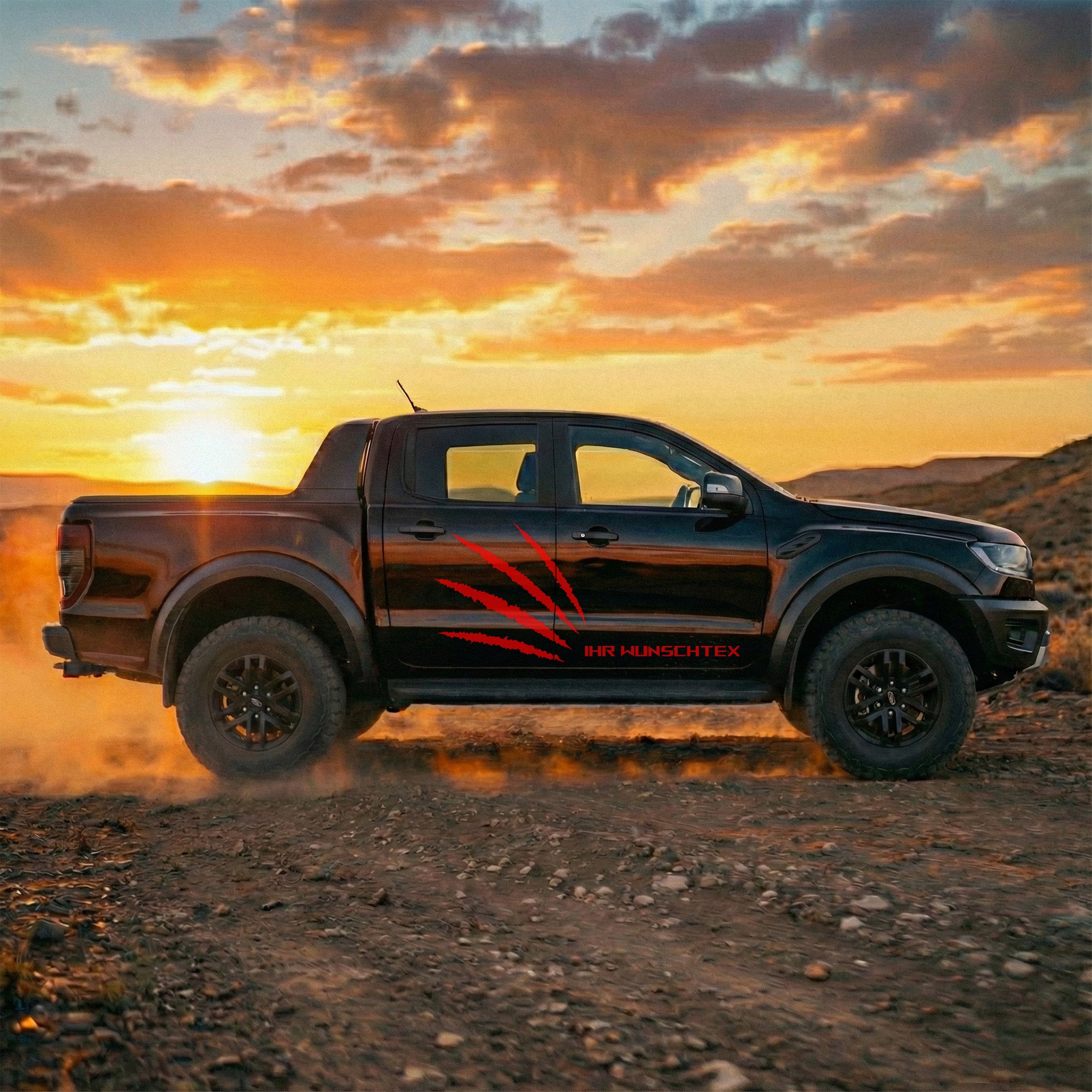 Pickup Offroad Seitenstreifen „Monster Kralle“ – Autoaufkleber für Ranger, Amarok, Hilux | Personalisiert