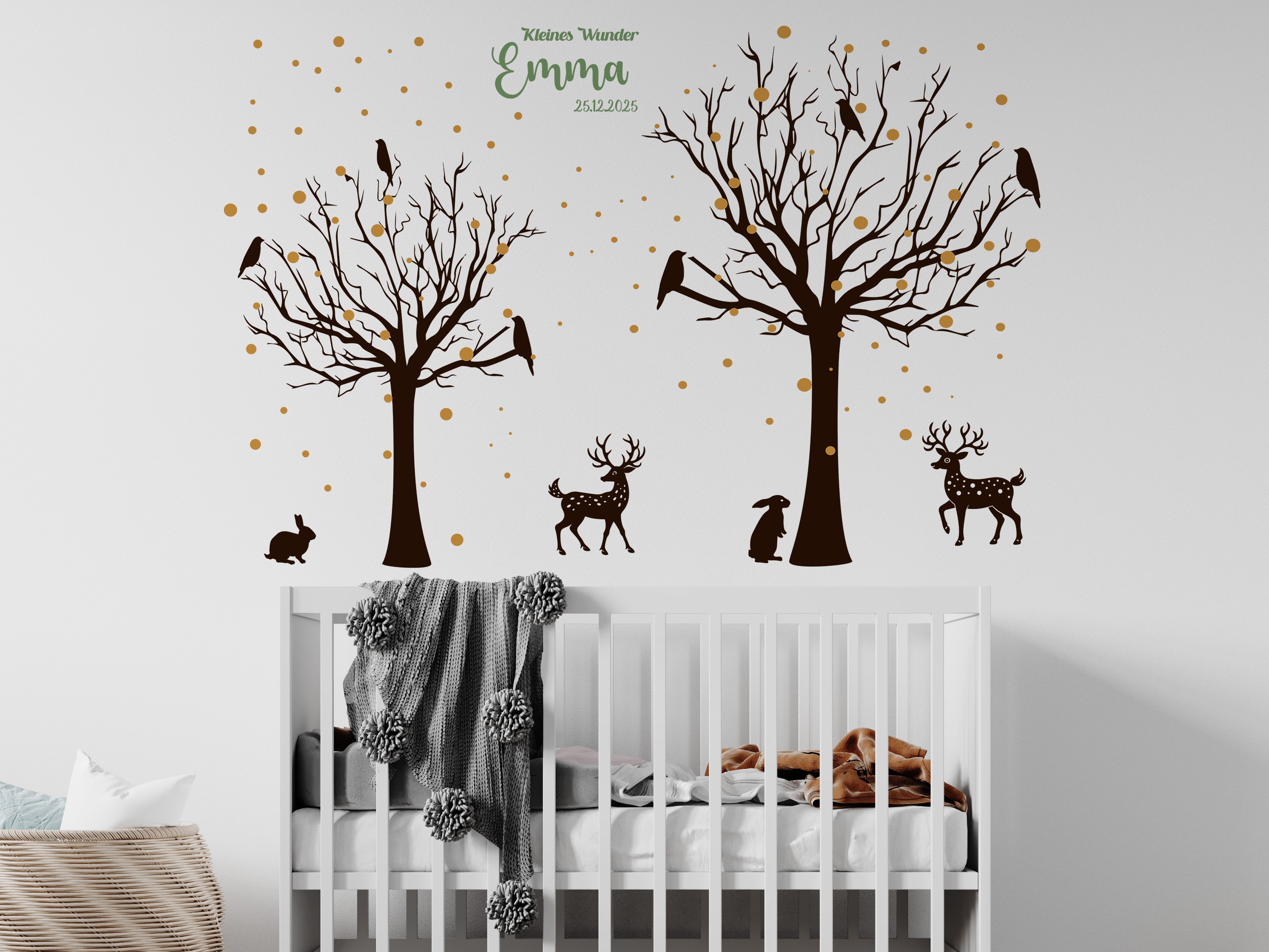 Wandtattoo Kinderzimmer Waldtiere – Personalisiert | 3-Farben Set mit Name