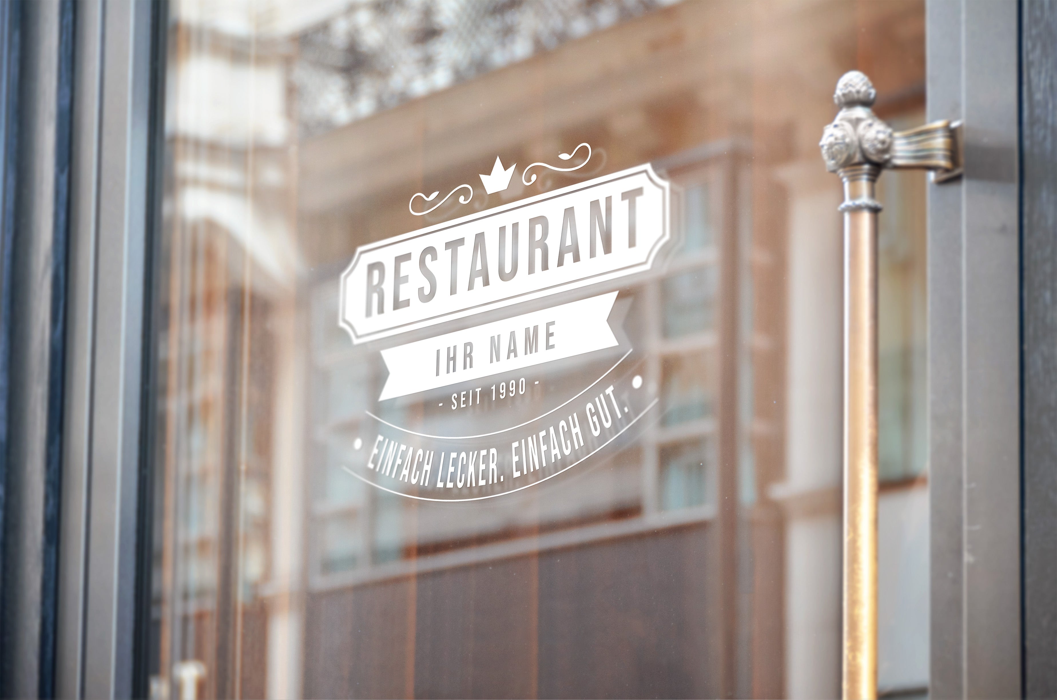 Personalisierte Restaurant Wandfolie – Premium Logo für Wand & Glas (30×50 bis 60×95 cm)