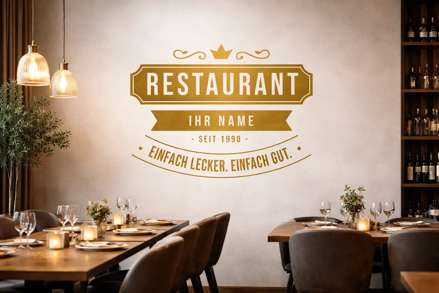 Personalisierte Restaurant Wandfolie – Premium Logo für Wand & Glas (30×50 bis 60×95 cm) Prakto