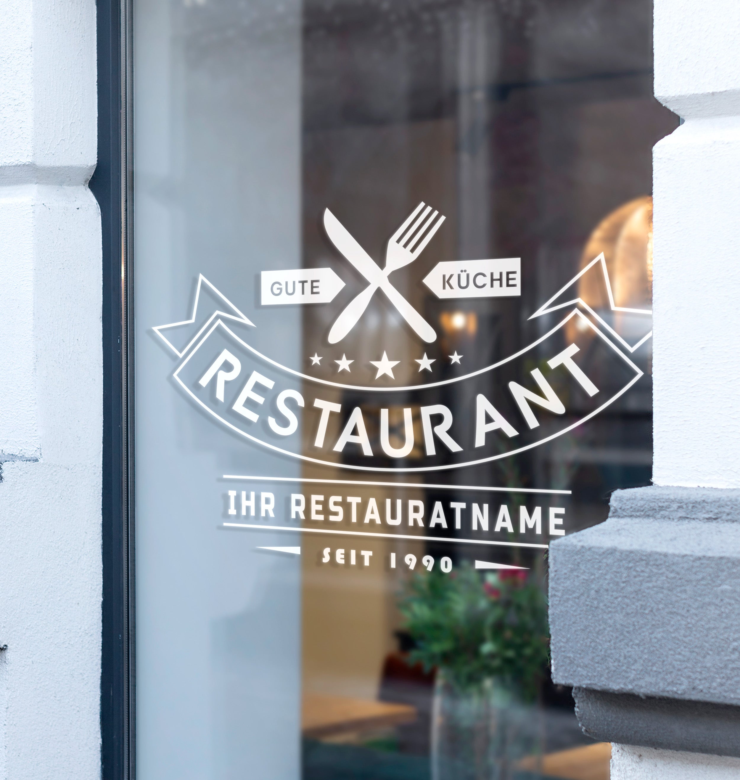 Personalisierte Restaurant Wandfolie – Premium Logo für Wand, Glas & Fahrzeug (35×50 bis 60×86 cm)