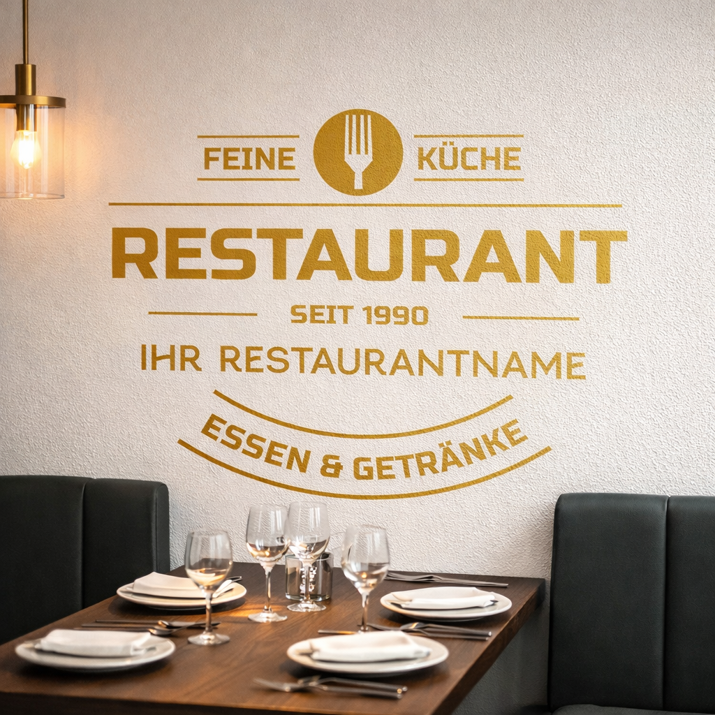 Personalisierte Restaurant Wandfolie – Premium Logo für Wand, Glas & Fahrzeug (30×40 bis 60×80 cm)