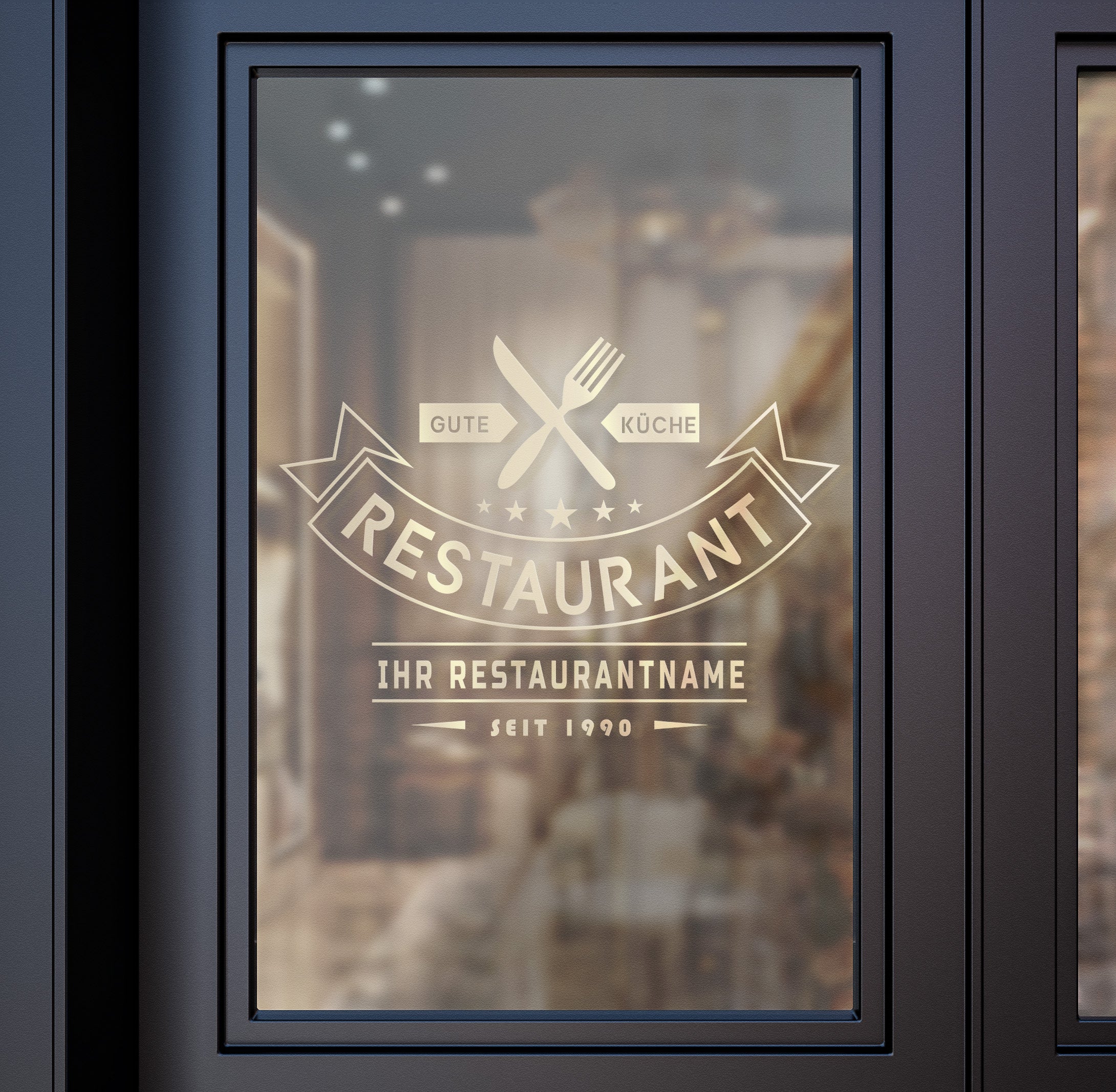 Personalisierte Restaurant Wandfolie – Premium Logo für Wand, Glas & Fahrzeug (35×50 bis 60×86 cm)