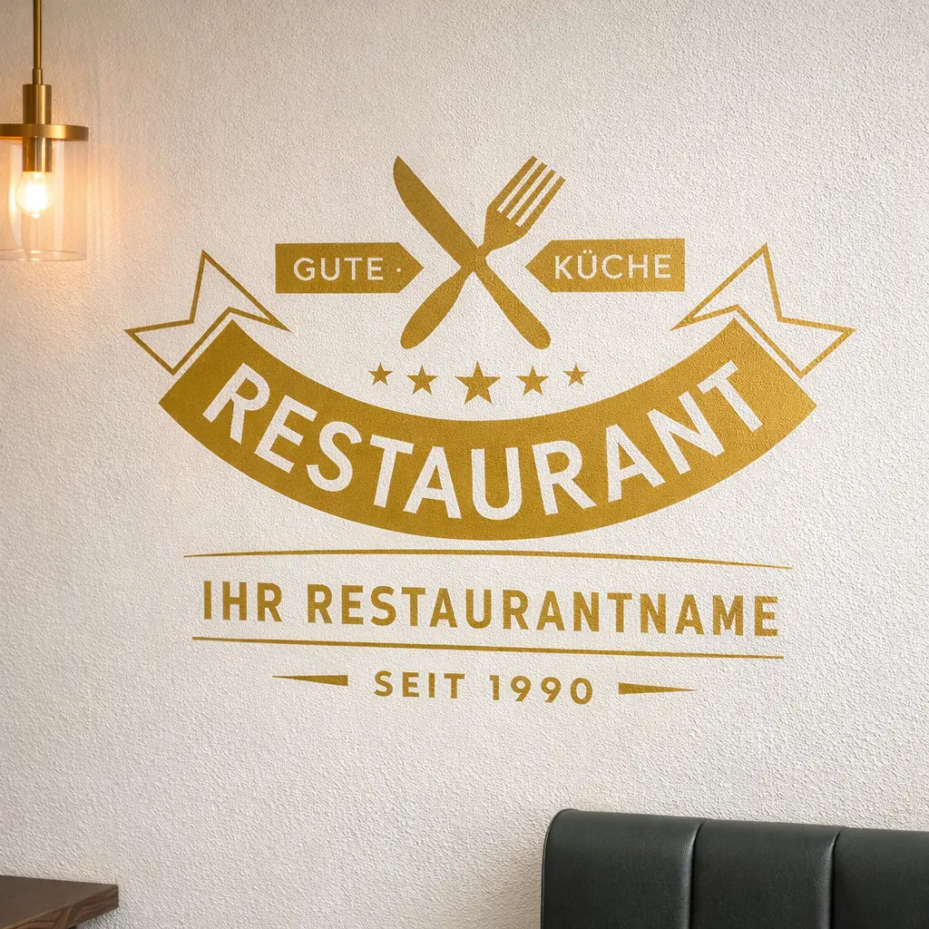 Personalisierte Restaurant Wandfolie – Premium Logo für Wand, Glas & Fahrzeug (35×50 bis 60×86 cm) Prakto