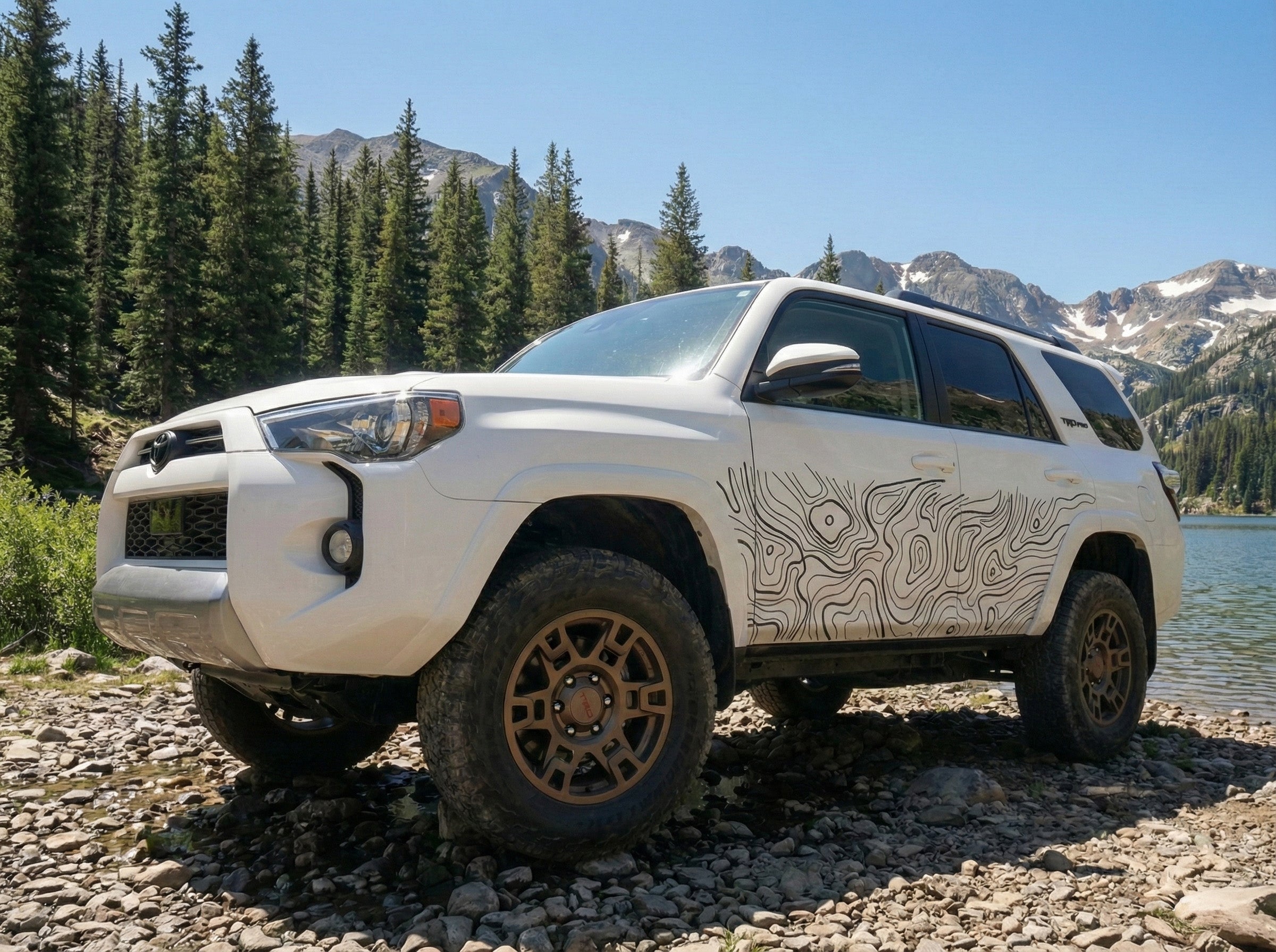 Toyota 4Runner Topografische Seitenstreifen – Offroad Overland Autoaufkleber Set