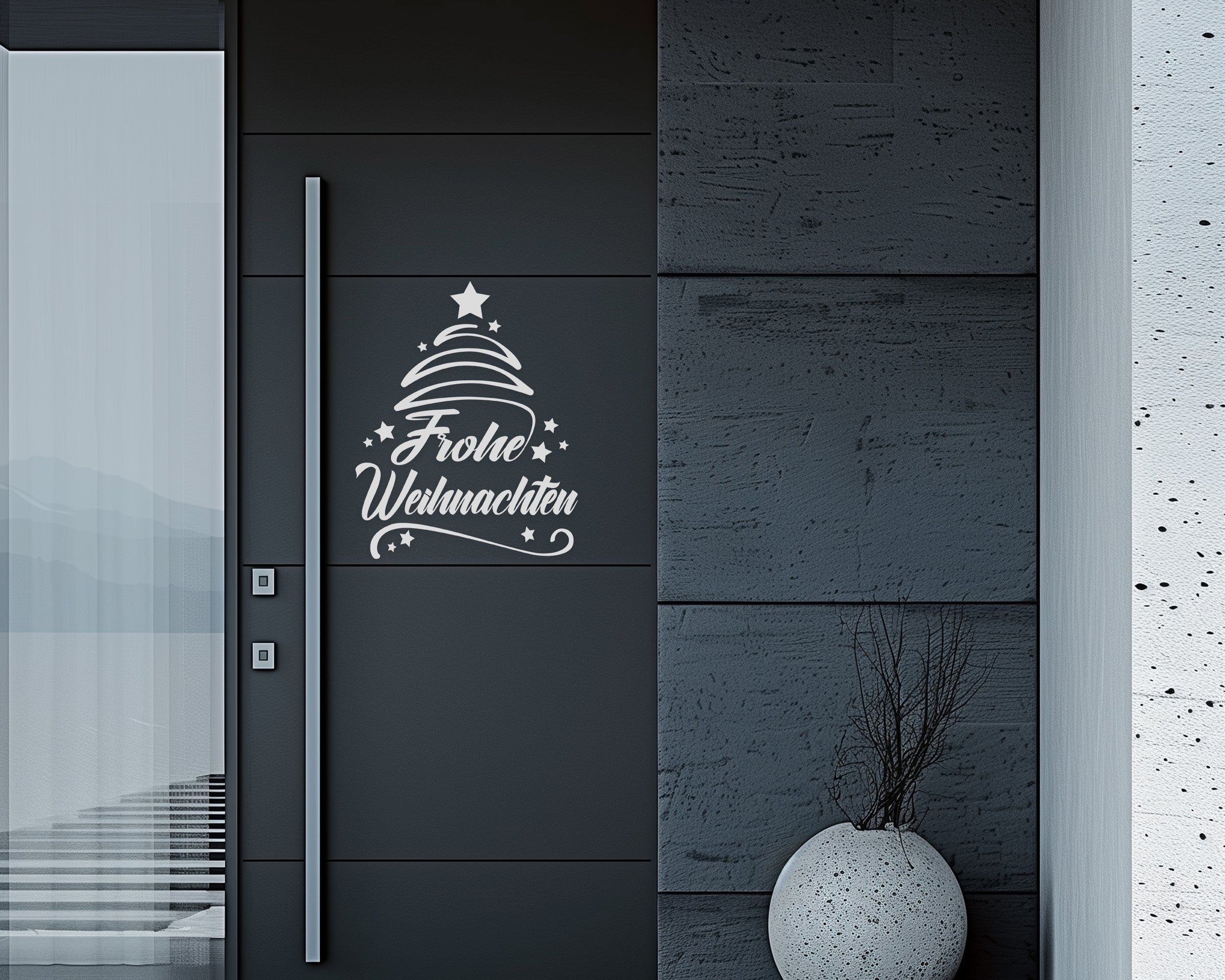 Frohe Weihnachten Wandtattoo – Weihnachtsbaum Aufkleber für Tür, Fenster & Wand – Vinyl Deko