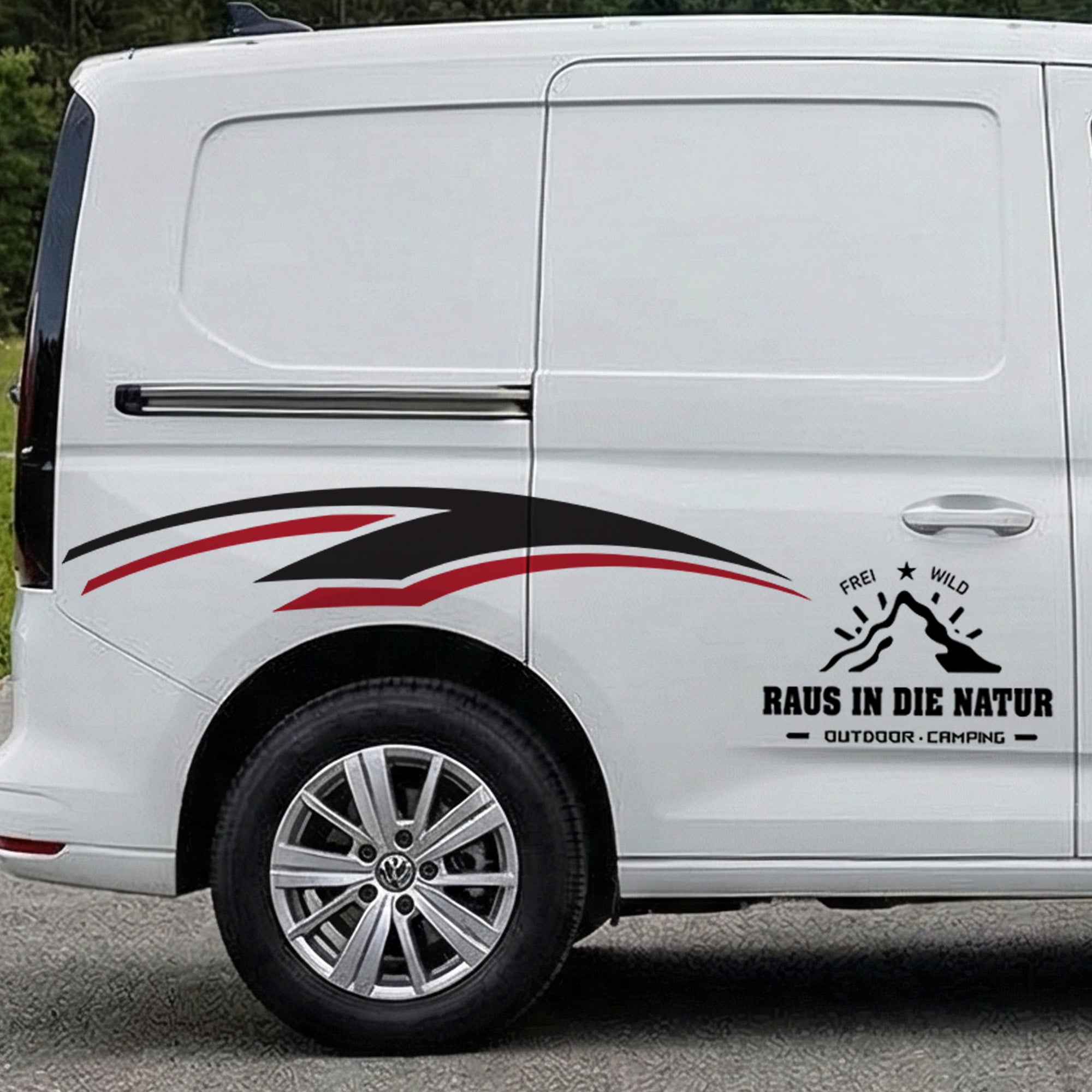 Autoaufkleber „Raus in die Natur“ – Vanlife Sticker für Camper, Van & Wohnmobil | Wetterfest & Personalisiert