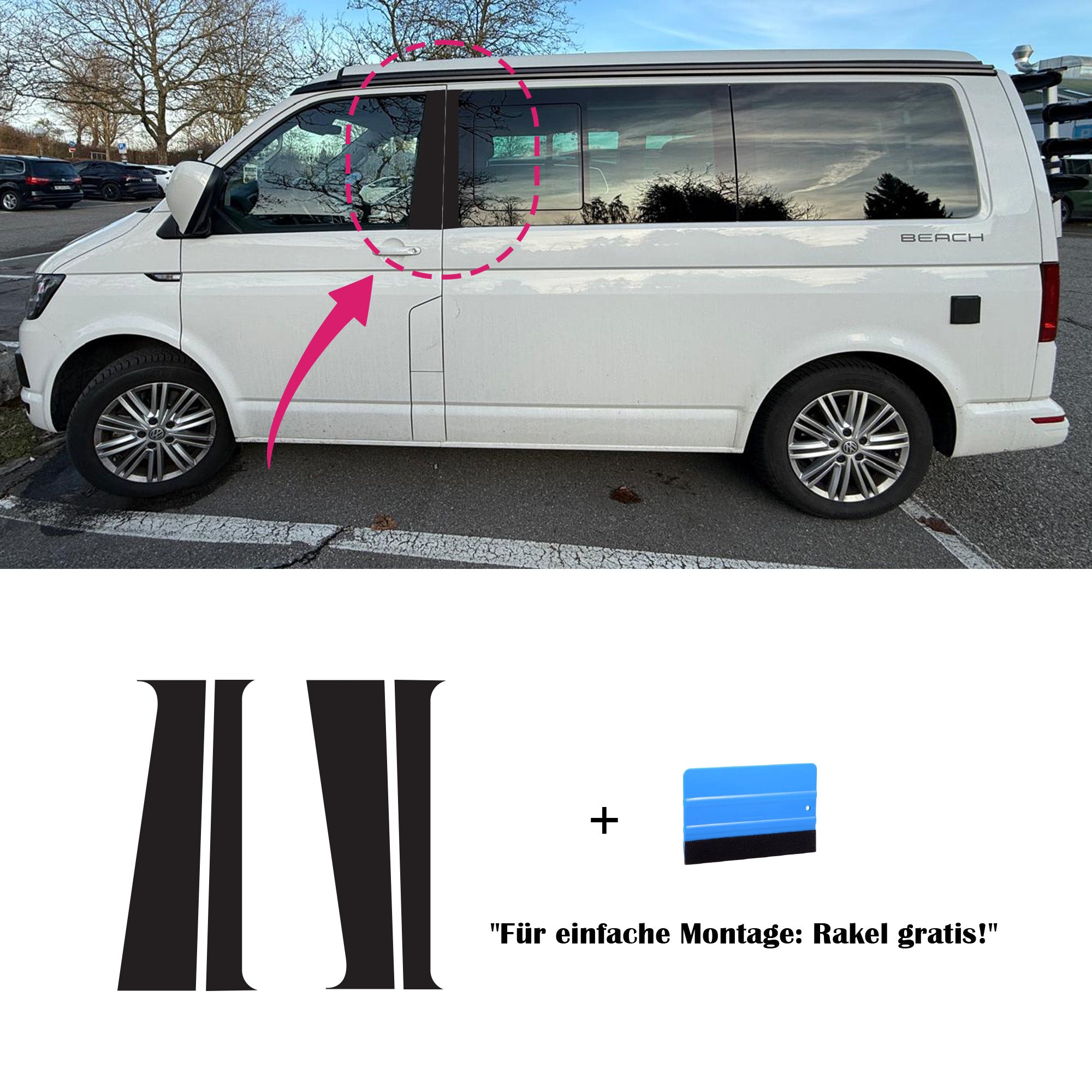 B-Säulen Folie Set Schwarz Matt – VW T5 T6 T6.1 Multivan & California