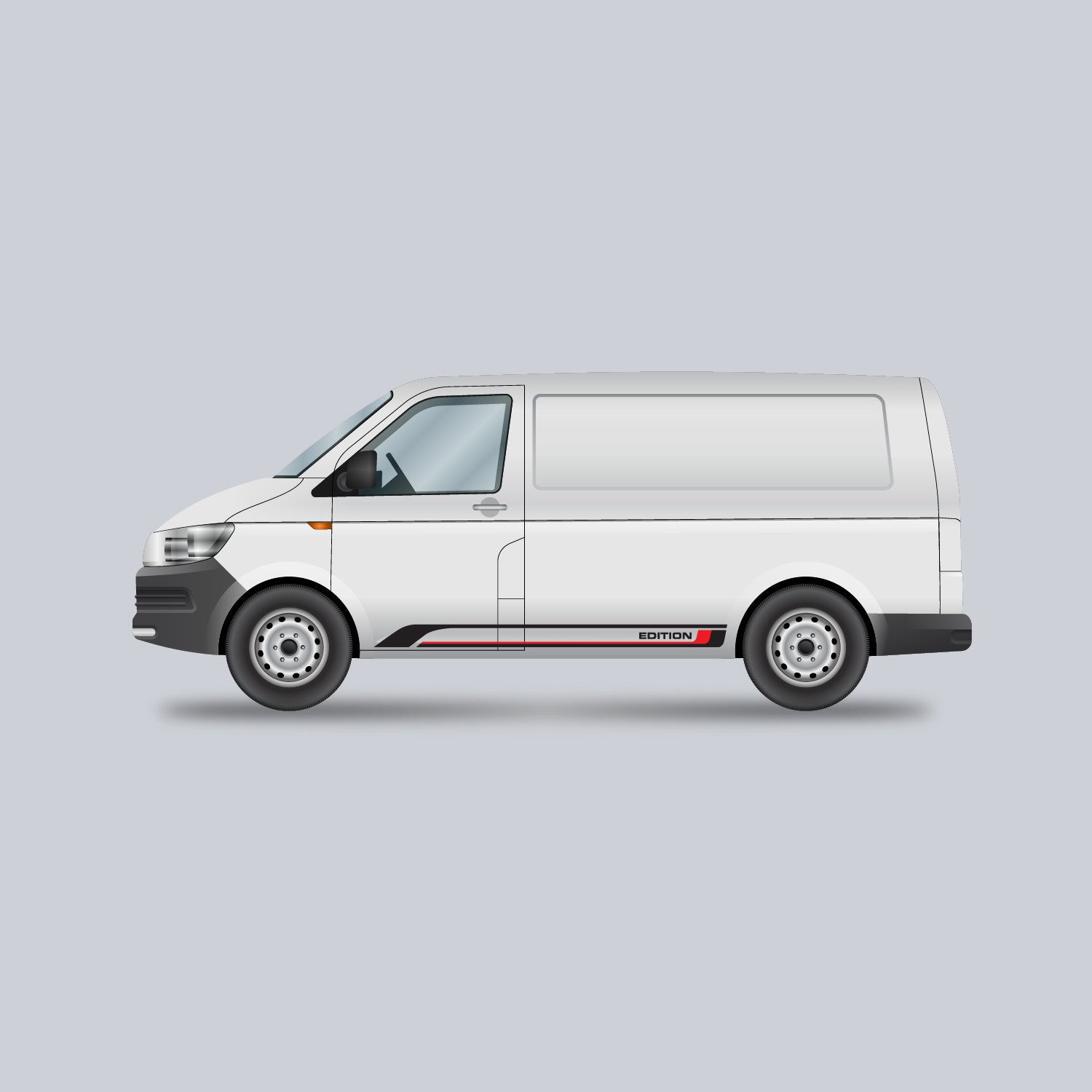 VW T5 & T5.1 Seitenstreifen Set EDITION Schwarz Rot | Facelift Tuning Aufkleber | Heckklappe & Flügeltüren | Kurz & Lang