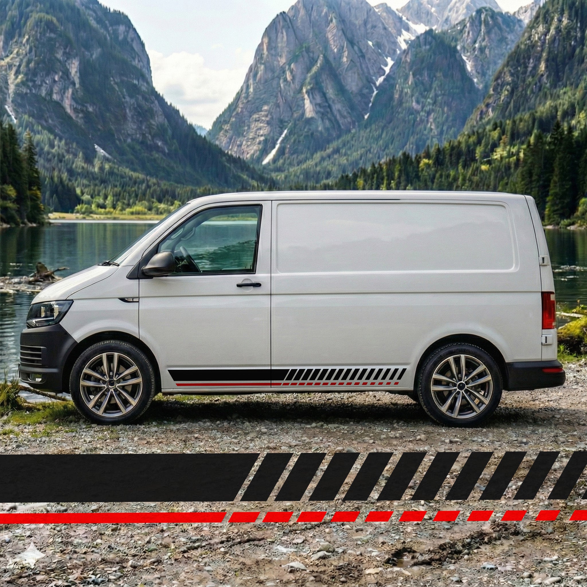 Racing Seitenstreifen Folie für Van & Transporter – Sport Streifen Dekor Set