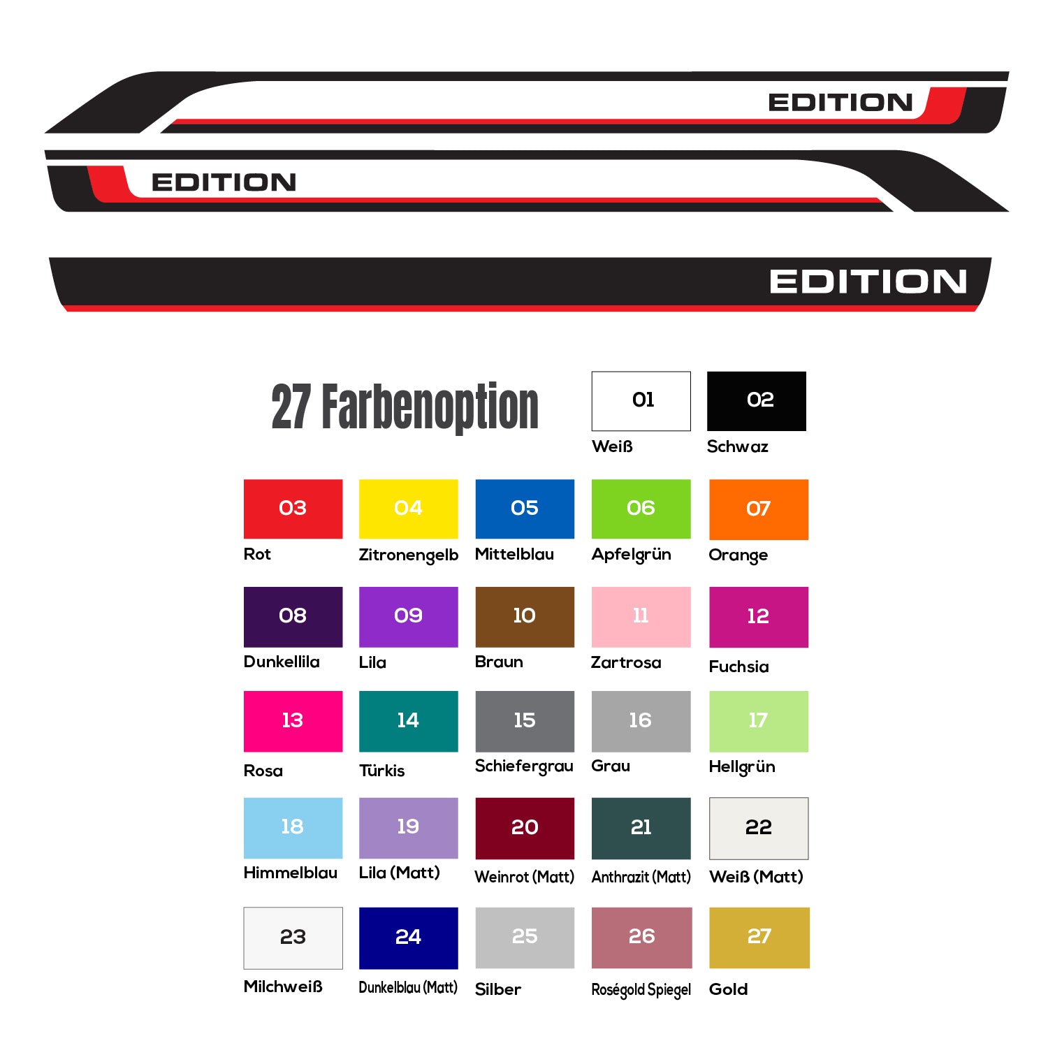 VW T6 / T6.1 Seitenstreifen Set EDITION – Bulli Tuning Aufkleber für Kurz & Lang – Premium Autofolie