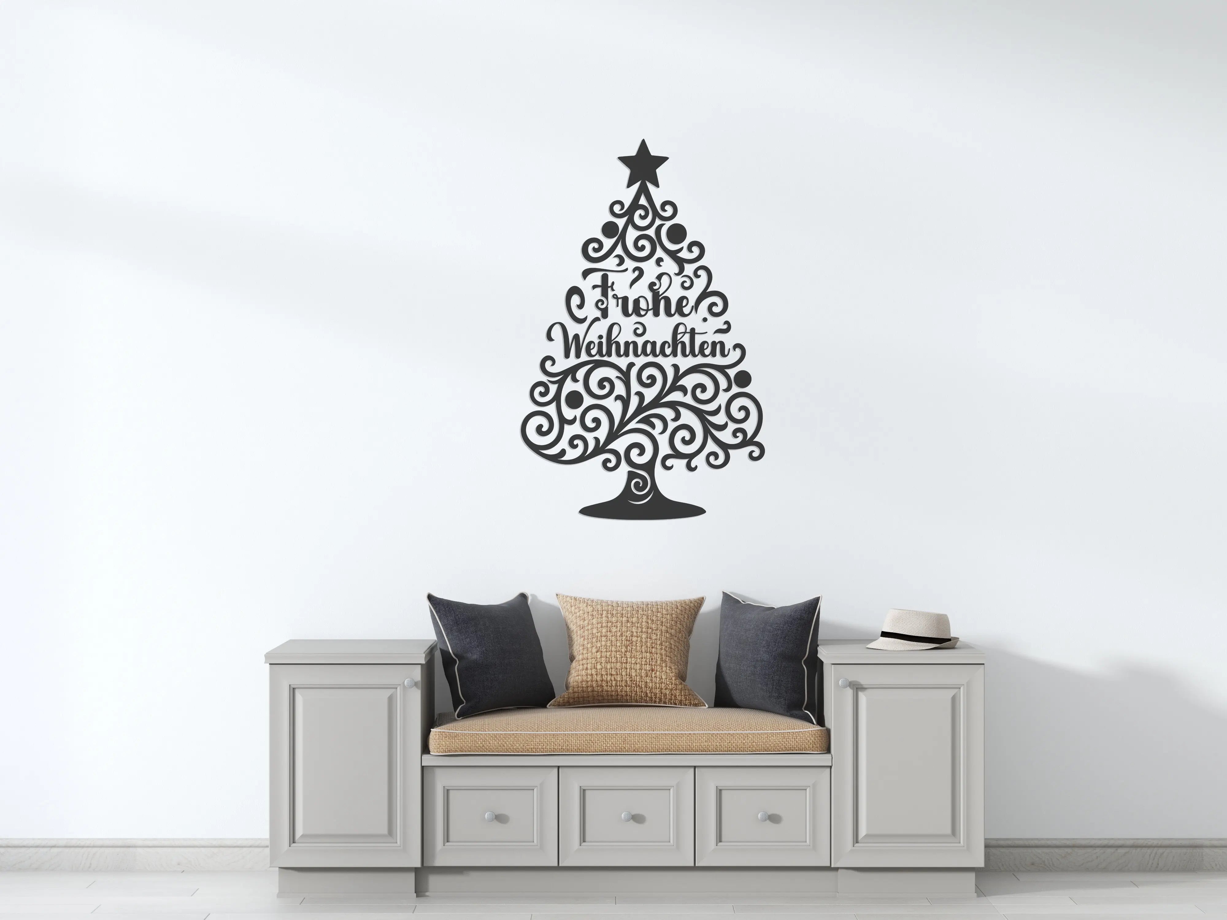 Frohe Weihnachten Wandtattoo – Weihnachtsbaum Wandaufkleber für Wand, Tür & Fenster | Vinyl Weihnachtsdeko Prakto