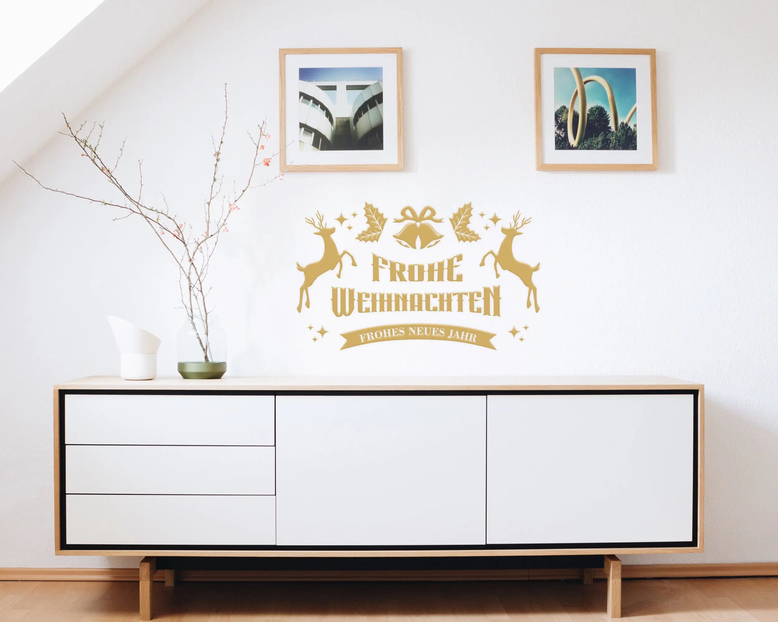 Frohe Weihnachten Wandtattoo – Weihnachtsbaum & Rentiere Fensterdeko Prakto