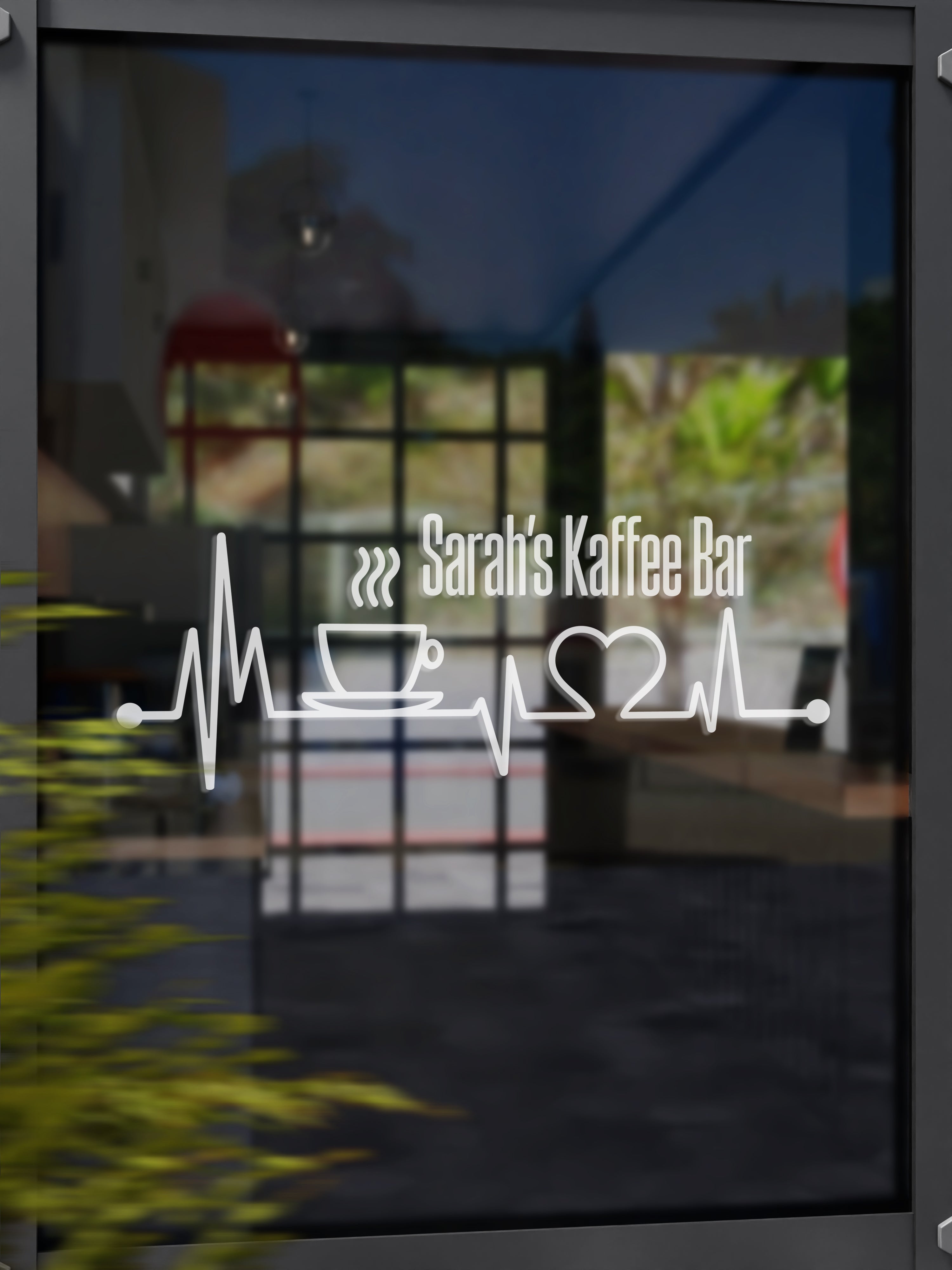 Wandtattoo Kaffee Herzschlag – Coffee Bar Deko mit Wunschtext | Küche Wandsticker Barista | EKG Linie Vinyl Aufkleber