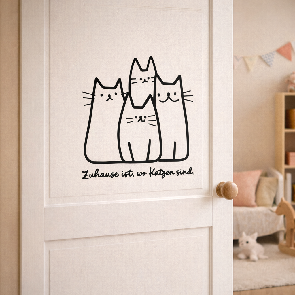 Minimalistisches Katzen Wandtattoo – optional personalisierbar