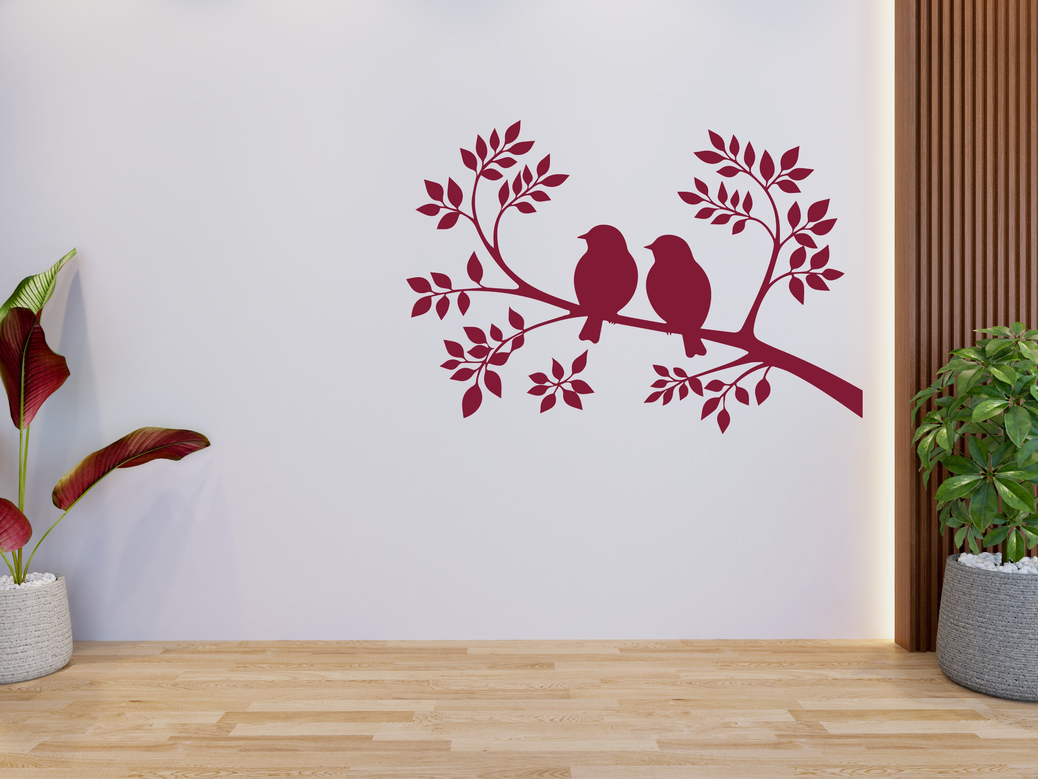 Wandtattoo Vögel auf Ast – Minimalistische Wandfolie aus Vinyl (20×30 bis 60×90 cm)