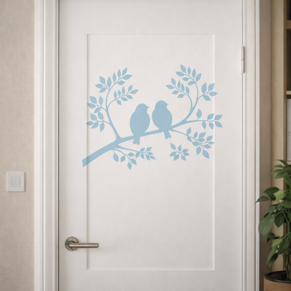 Wandtattoo Vögel auf Ast – Minimalistische Wandfolie aus Vinyl (20×30 bis 60×90 cm)